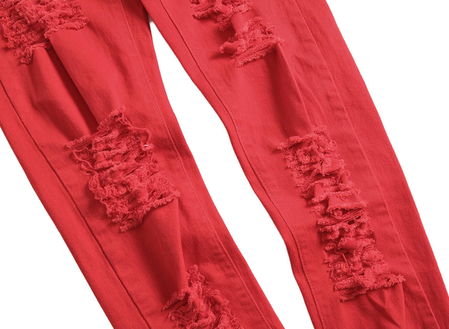 Generisch Pantalones vaqueros ajustados elásticos para hombre, pantalones vaqueros rotos, pantalones vaqueros rotos de pierna recta, pantalones de ocio, pantalones de chándal