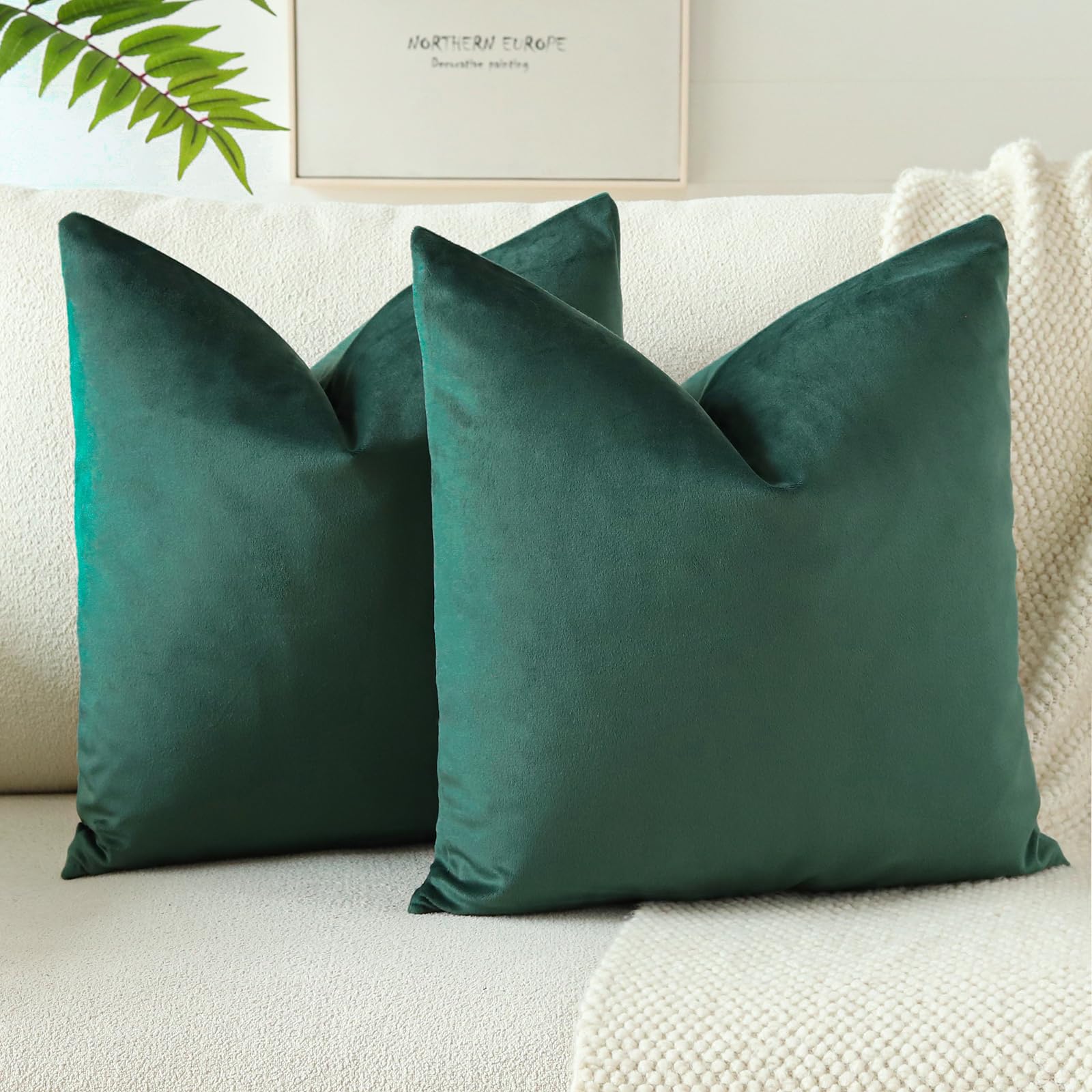 Housses de coussin velours kaki OTOSTAR salon chambre déco 61x61