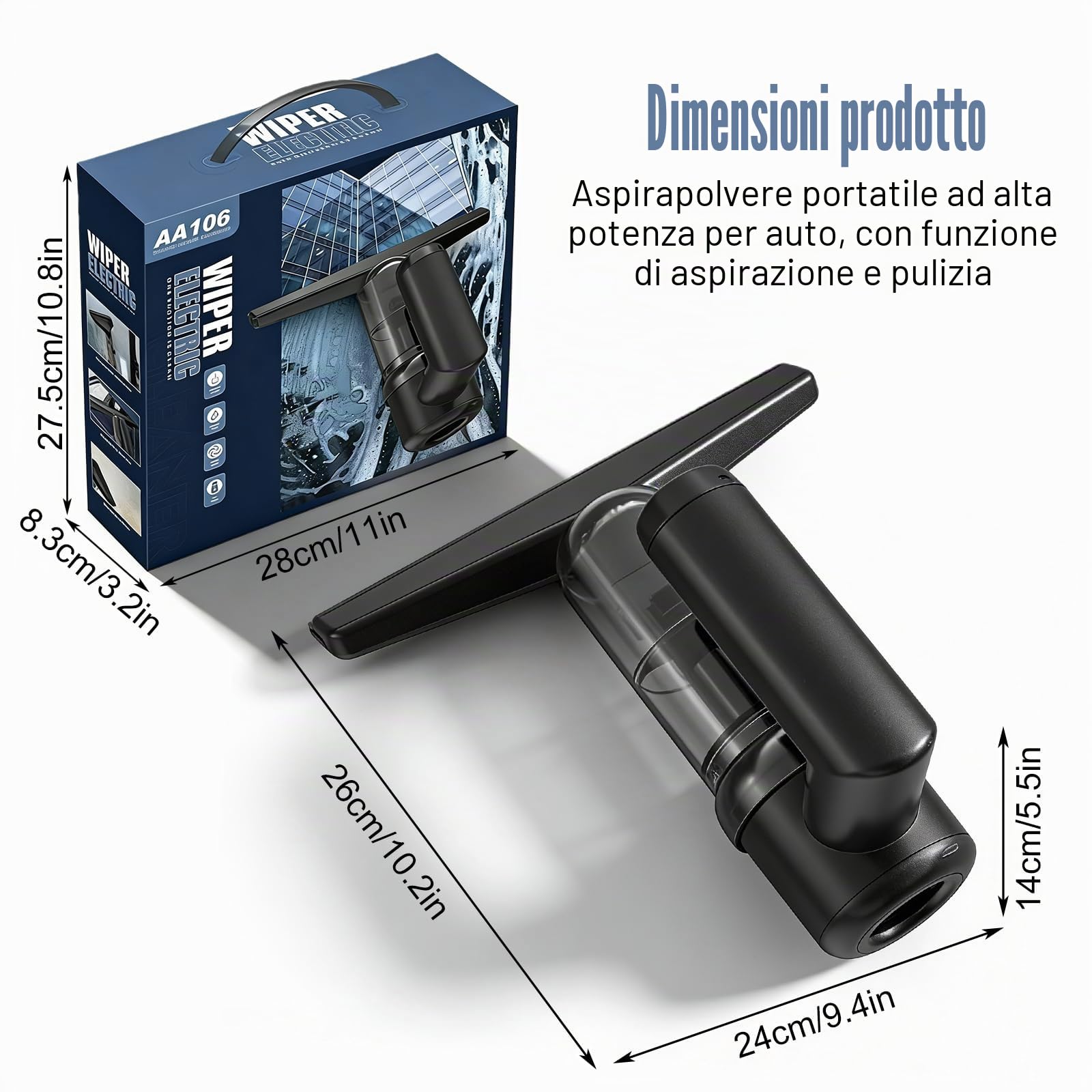 Pulitore per finestre, elettrico, senza fili, con durata della batteria di 30 minuti, maneggevole, leggero, serbatoio dell'acqua da 100 ml, per finestre, specchi, piastrelle, vetri auto