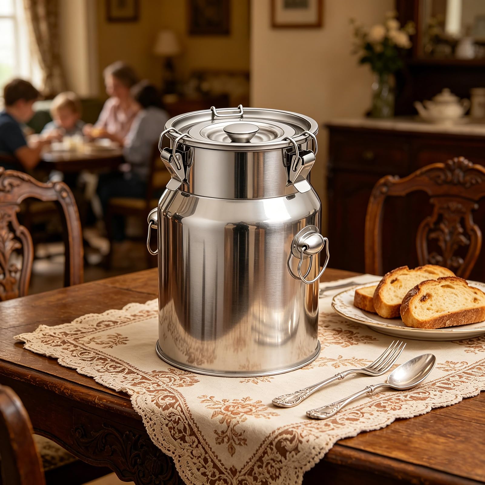 Edelstahl Luftdichter Milchkrug Transportkanne Milchkanne Milchtransportfässer, Lebensmittelechter Edelstahl Tank, für Öl, Wein, Milch, Wasser (12L)