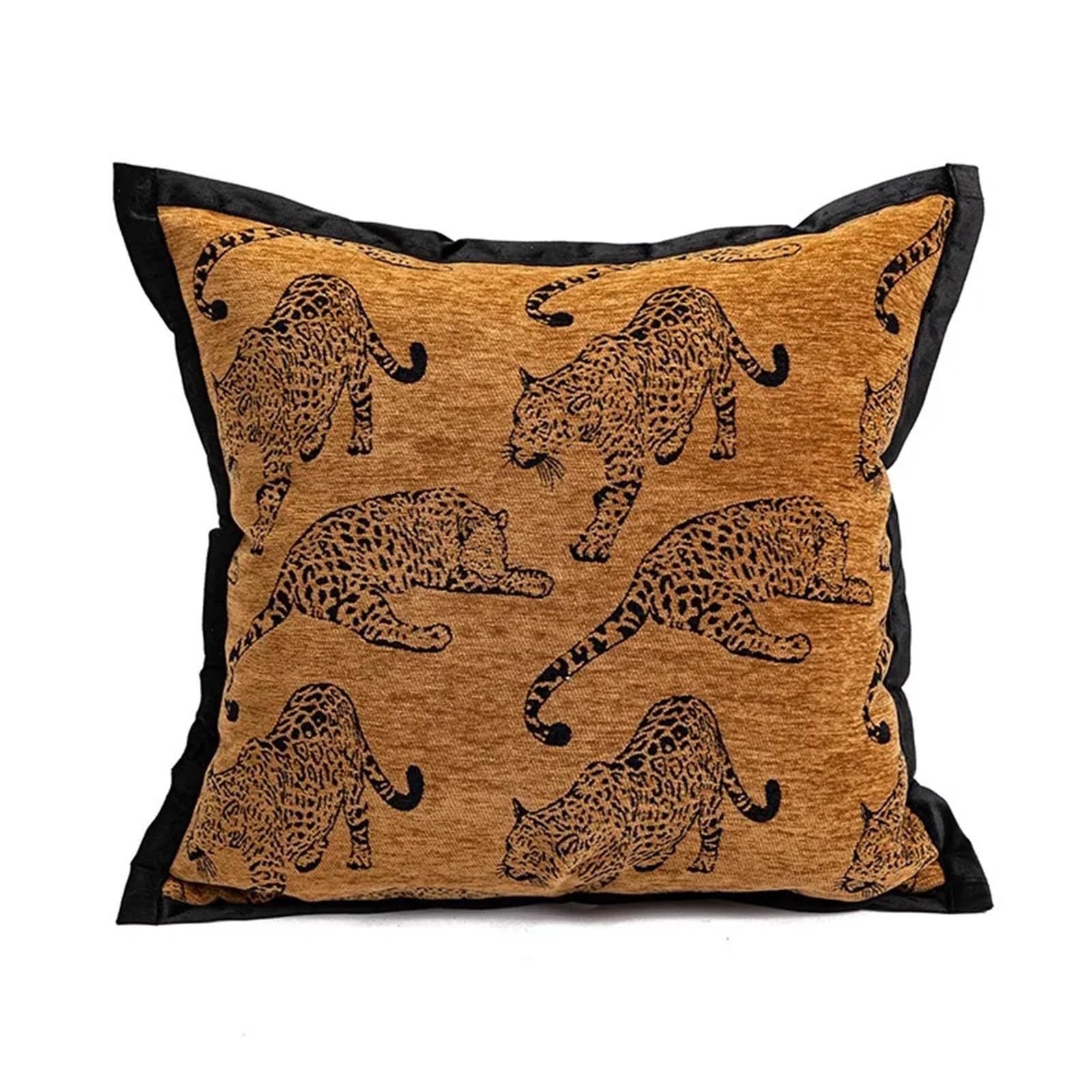 DFGBAPKBL Chenille Pillow Covers Vintage Chenille 45x45cm Brown Olive Woven Pillow Case Sofa Decorative Cushion Cover 1 Pc Pack(Brown leopard)