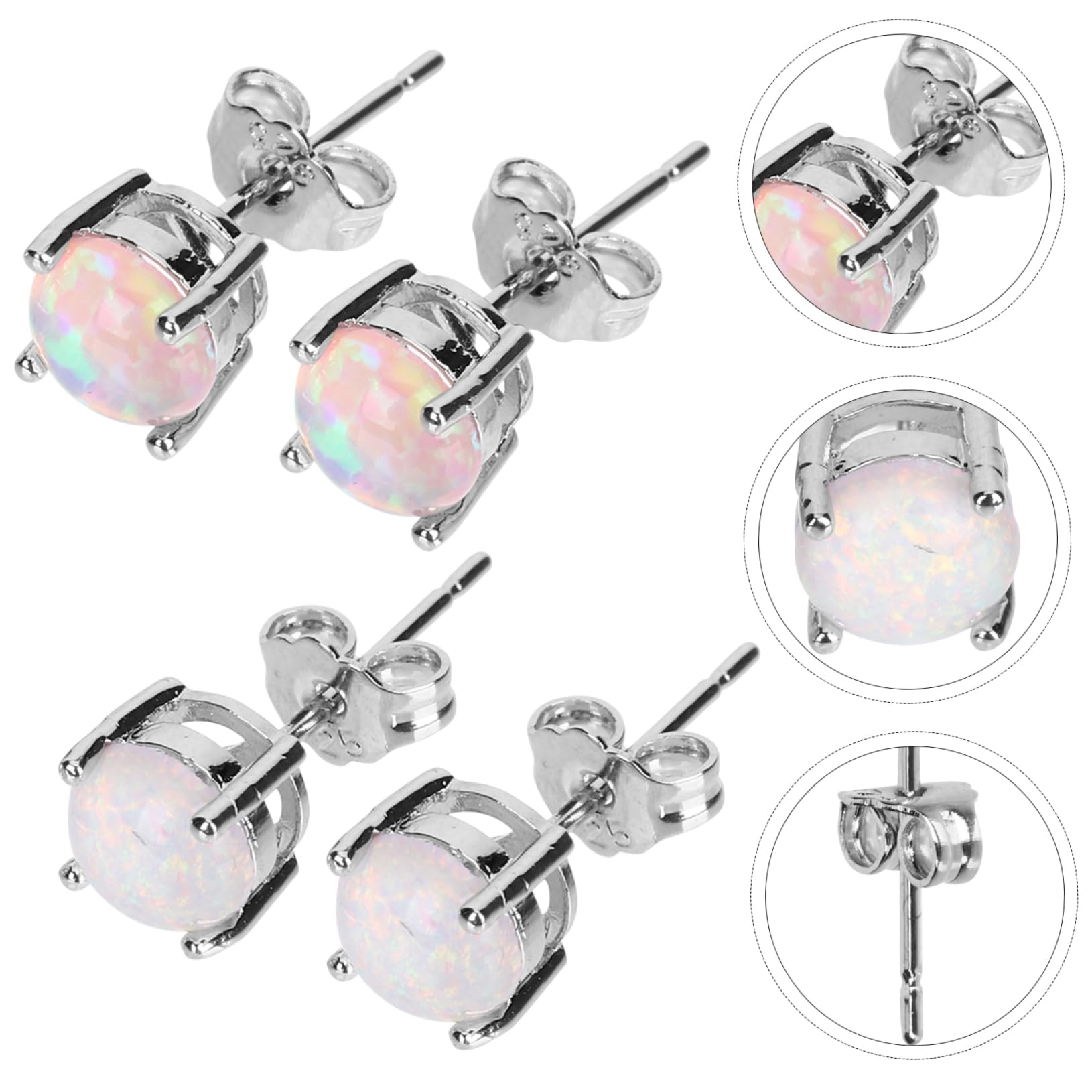 SOIMISS 6 Pares Aretes de ópalo aretes para mujer pendientes de ópalo de mujer pendientes de fiesta rosa estéticos joyas para perforar la oreja cobre