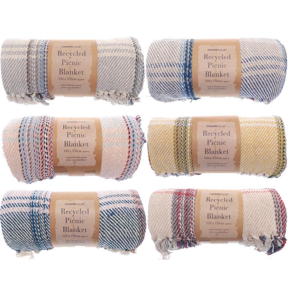 RECYCLED Cotton 120cm x 150cm PICNIC Camping Blanket