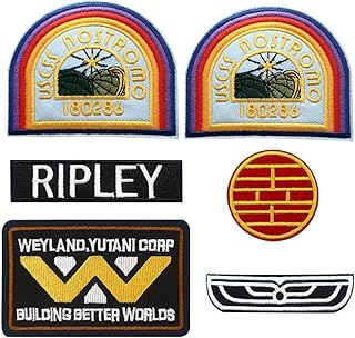 6-Piece USCSS Crew Ripley Embroidered Iron On Patches - Halloween Costume Shoulder Applique Badge Set