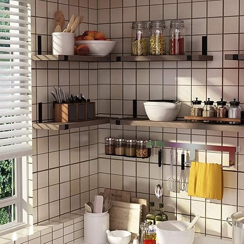 Miniatura 4 de Soportes de estante de labios flotantes de acero al carbono, soportes de estante de esquina de pared angular, soportes de almacenamiento colgantes