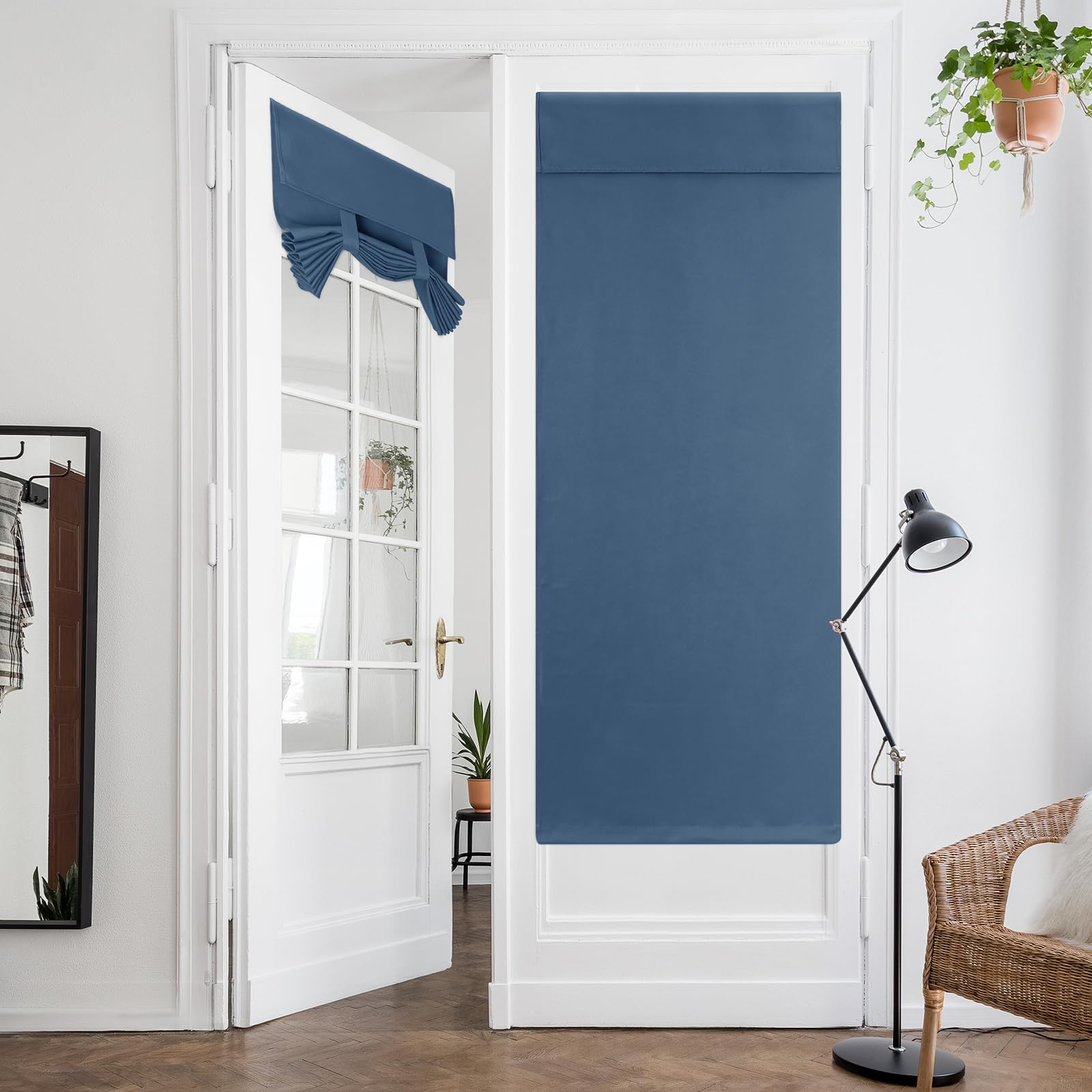 HOMEIDEAS Dark Teal French Door Curtain, Privacy Curtains for Window, Blinds for Glass Door, Thermal Insulated Tie Up Shades, 26 X 68 Inch, 1 Panel