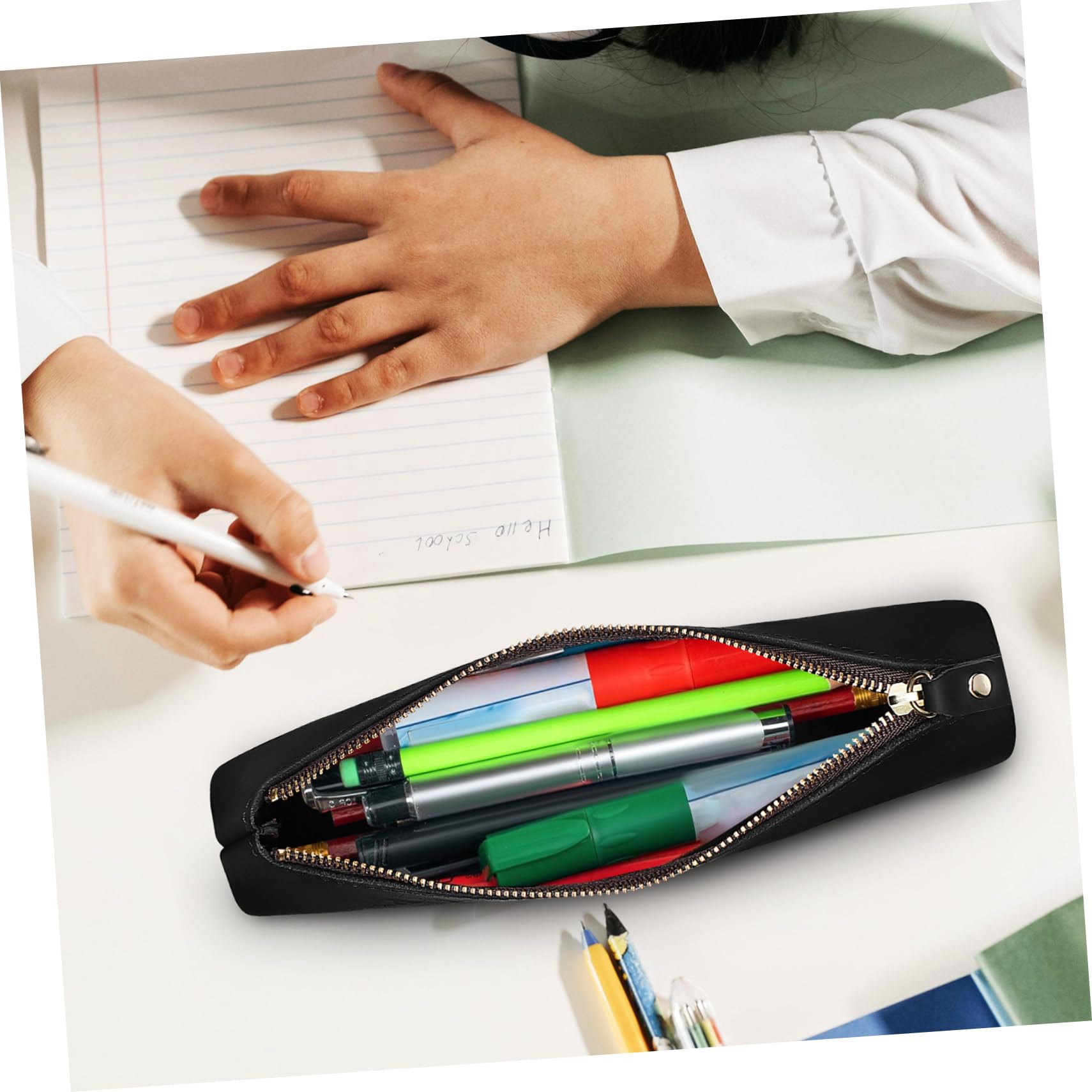 2pezzi Pouch Per Penne e Astuccio Zip Penne Per Studenti e Professionisti Organizer Scrivania Accessorio e