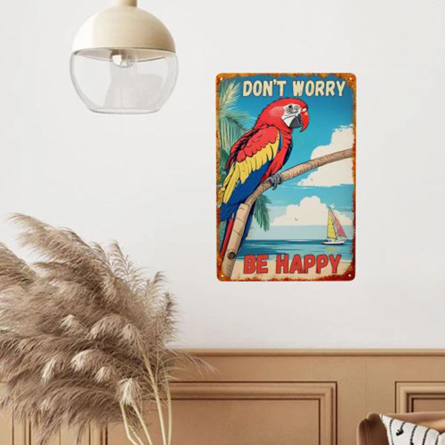 Metal Sign 8 x 12 Inch Don't Worry Be Happy Beach Parrot Decor for Tropical Patio Bar Outdoor backyard - Image 7
