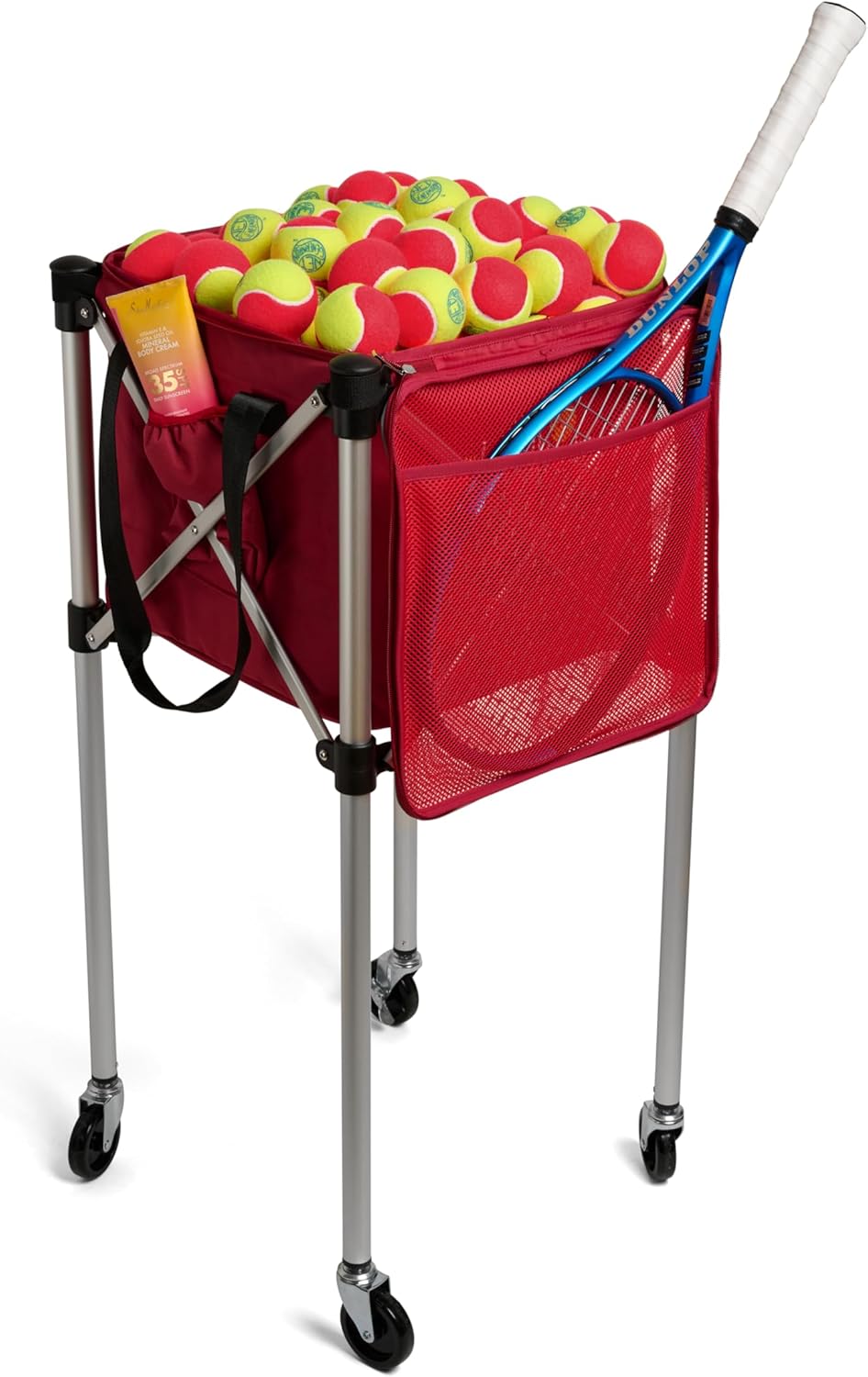 Racket Pets The Ball Tote - Replacement Bag for Tennis and Pickleball Pro Teaching Cart Hopper, Large Tote Bag For 150 Tennis Balls or 100 Pickleballs, Frame Not Included, (Red) - Image 4
