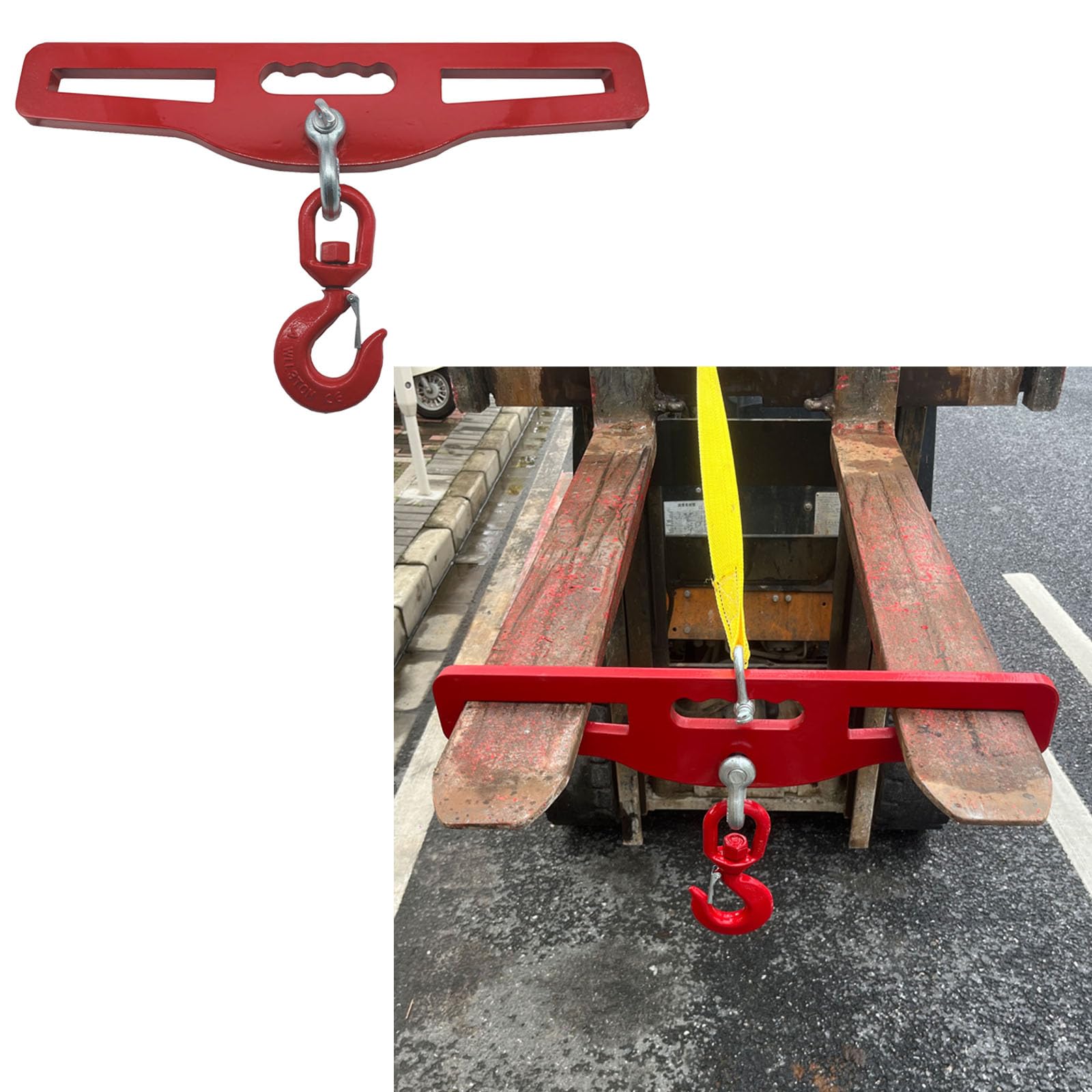 Gancio di sollevamento del carrello elevatore, capacità di 6000 libbre di sollevamento del carrello elevatore (3 tonnellate), con gancio girevole