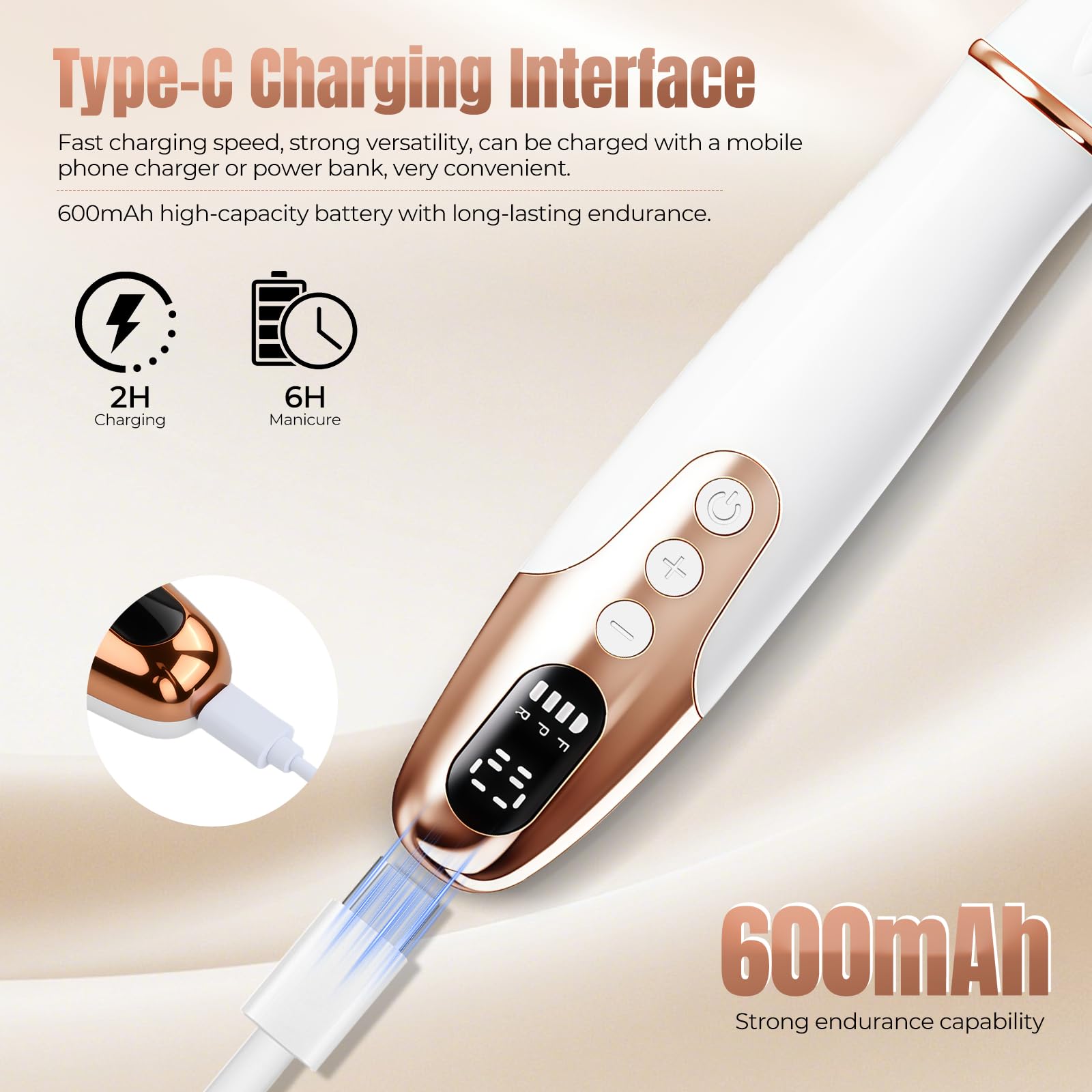 Fresa per Unghie Professionale 35000 Giri/Min – Lima Elettrica per Unghie Senza Fili con 10 Velocità, Luce LED e Display LCD, USB Ricaricabile – Set Manicure e Pedicure per Mani e Piedi