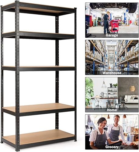 Miniatura 7 de Giantex Estantería de almacenamiento, estante utilitario de 5 niveles, resistente, 2750 libras, estantes de garaje, unidad de estantería, montaje