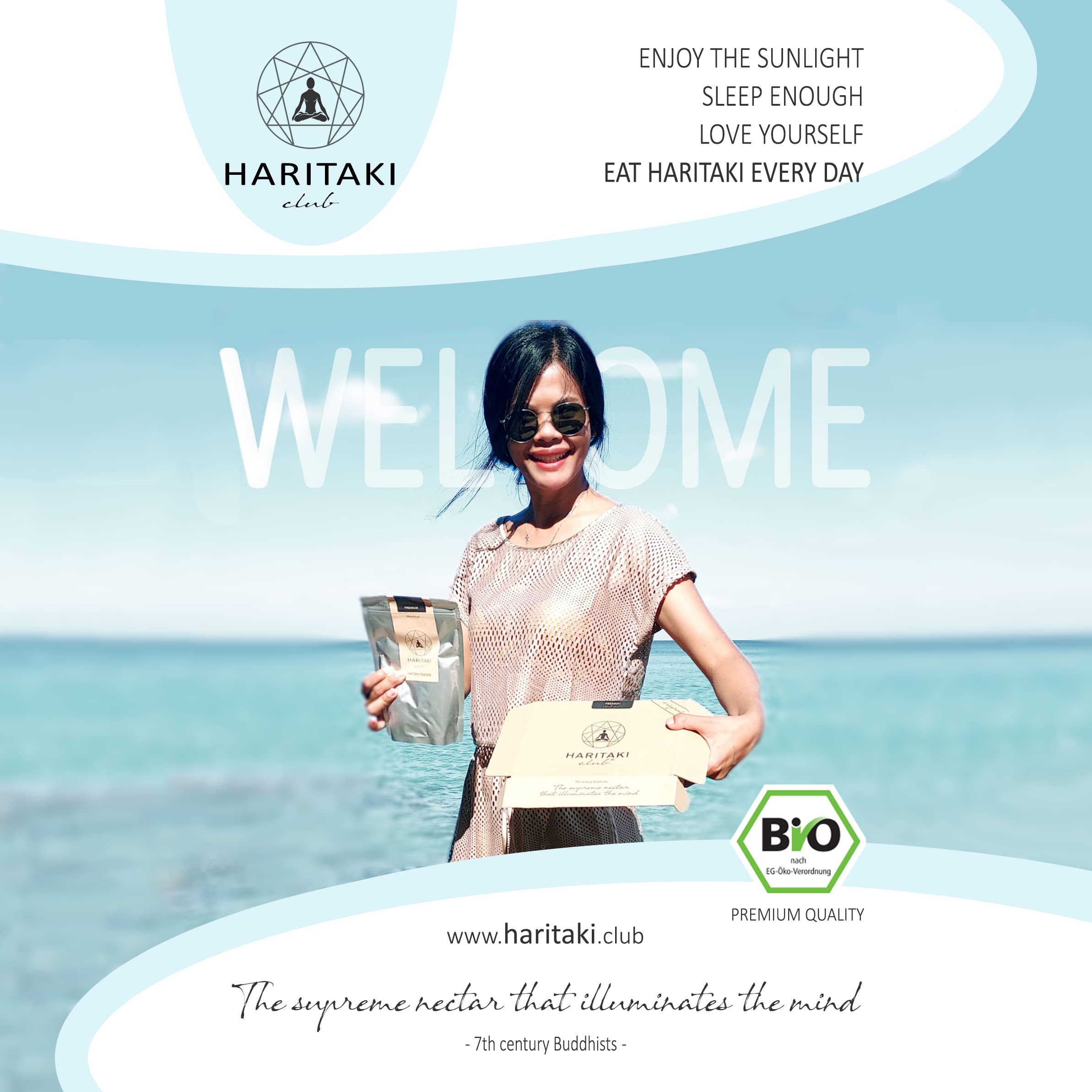 Haritaki BIO Pulver | Premium Qualität - Haritaki Club | Laborgeprüft und EU Bio zertifiziert | Vegan, Kosher, Halal zu 100% natürlich | Kadukkai, Terminalia Chebula | 250g Ayurveda reines Bio Pulver