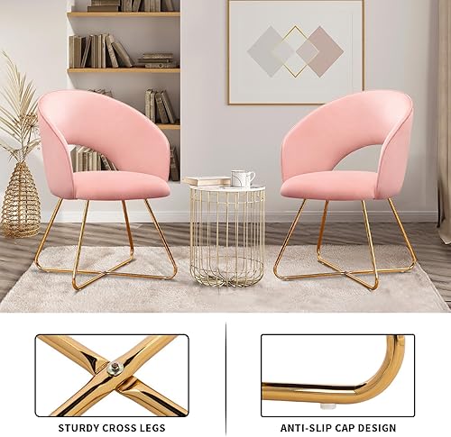 Miniatura 4 de Furnimart Moderna y elegante silla Papasan tapizada de terciopelo, silla curvada de tocador con respaldo medio, sillas de descanso con patas