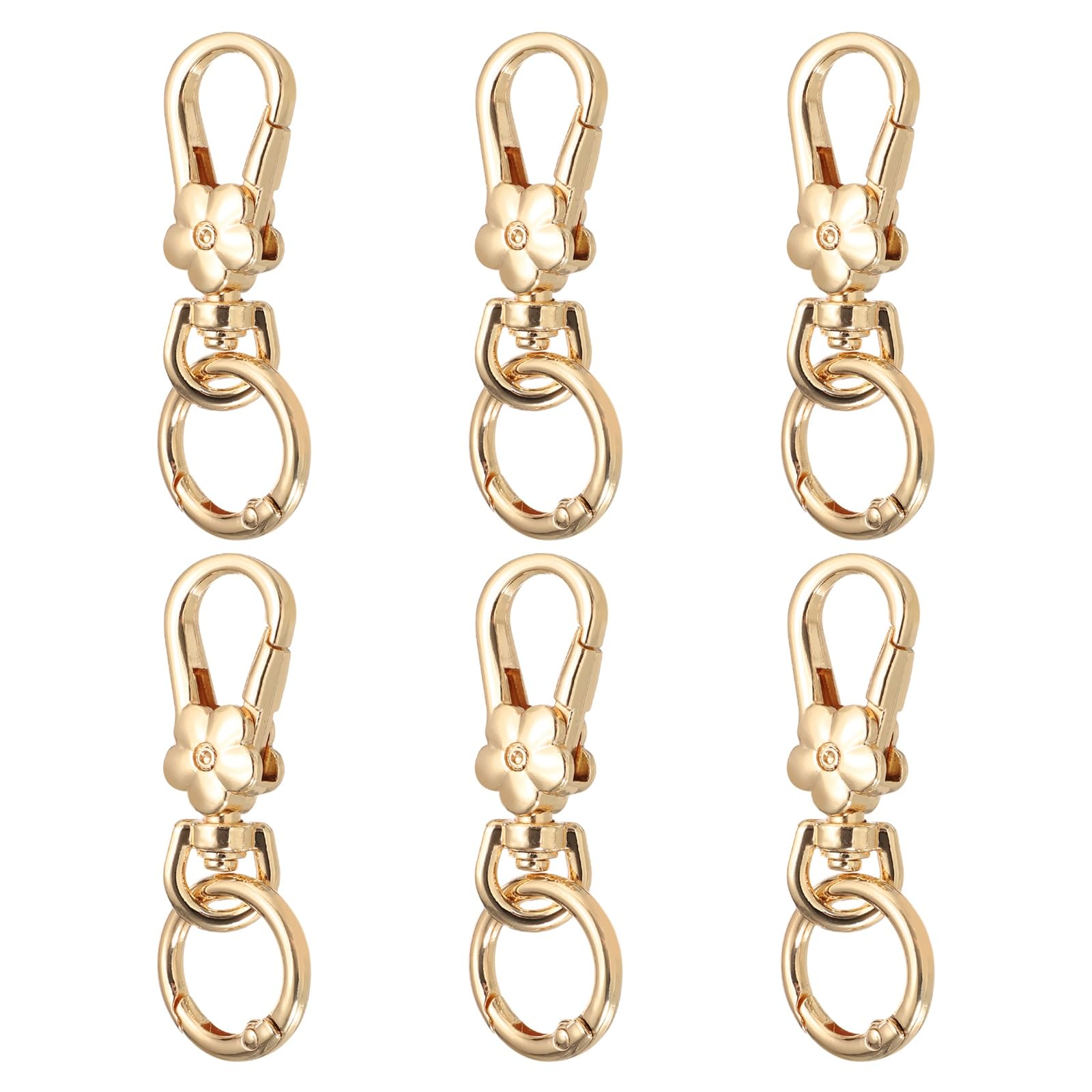 sourcing map 6Pcs Swivel Clasp Clip, Detachable Lobster Clasps with O Shape Keychain Clip Quick Release Key Ring for Jewelry Crafts Making Keychain Backpack, Light Gold