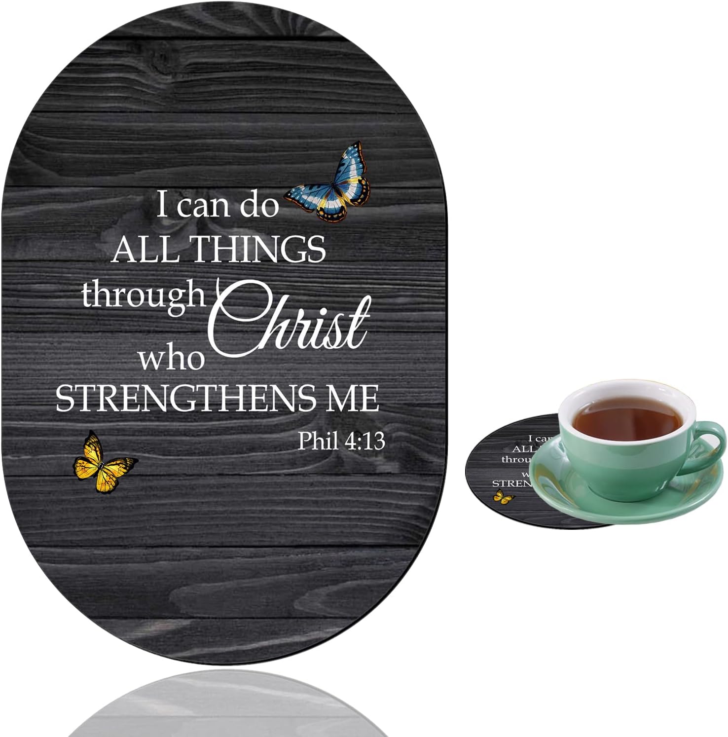 Personalized Gaming Mouse Pad and Coaster Combination, Phil 4-13 Design Non-Slip Rubber Base Mouse Pad, Home Desk Decor, Custom Work and Gaming Mouse Pad