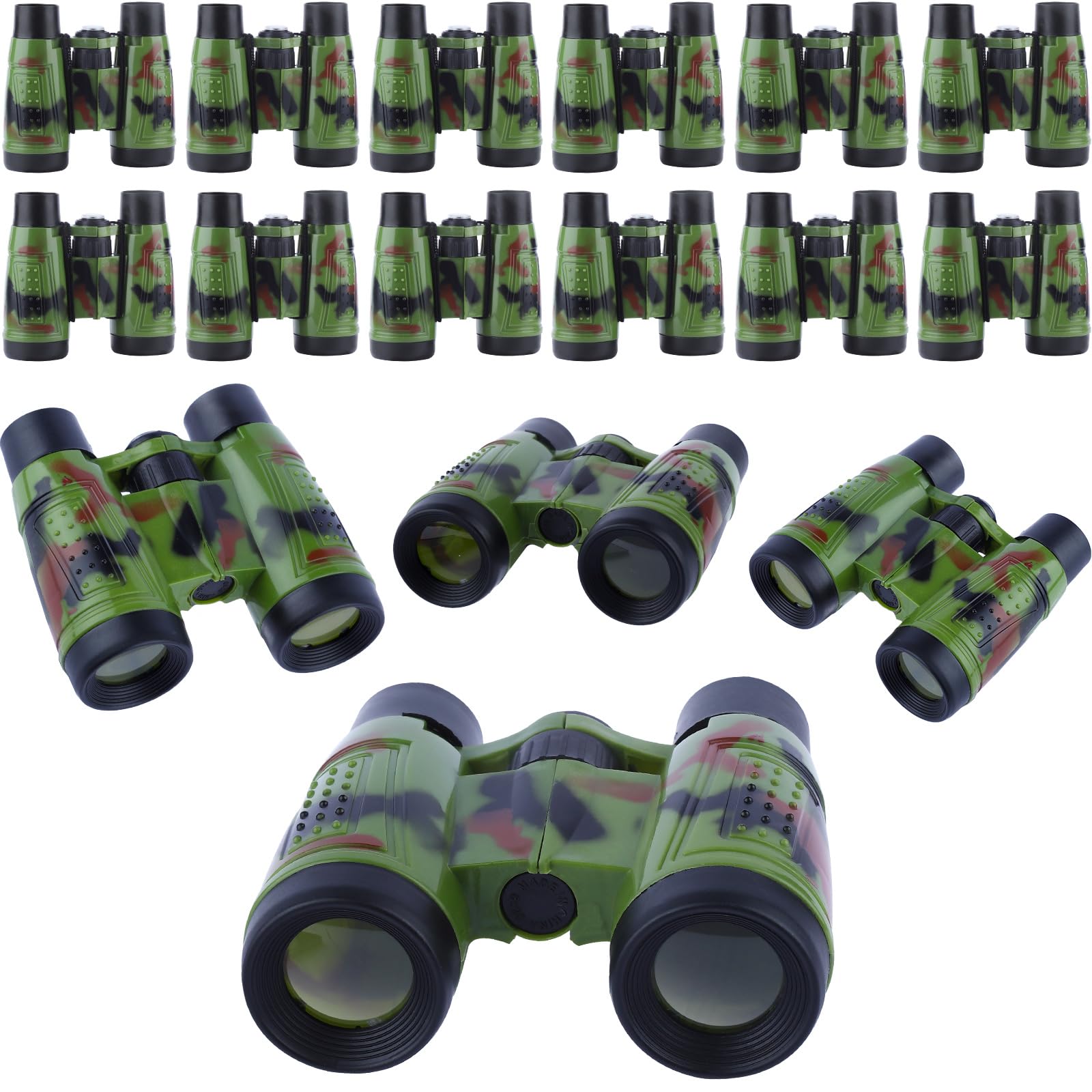 ASONA 12PCS Camouflage Color Binoculars for Kids with Neck String, Binoculars Nature Exploration Toys Safari Jungle Animal Theme Party Favors Gifts