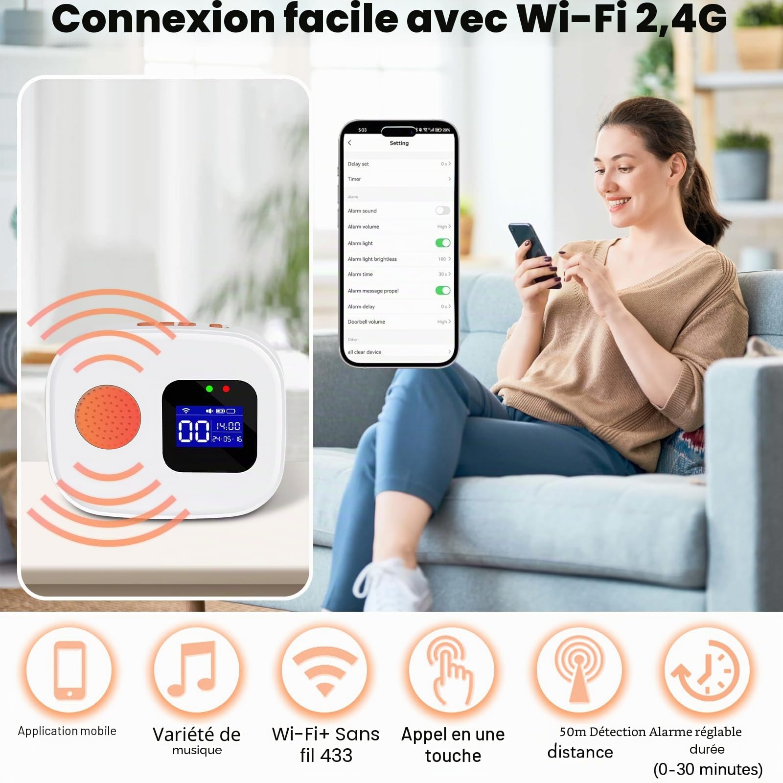 Bouton D'appel d'urgence pour Personnes âgées, Personnes âgées | WiFi Système D'appel D'urgence Intelligent,6 SOS Boutons D'appel D'urgence,1 Récepteur Affichage Numérique