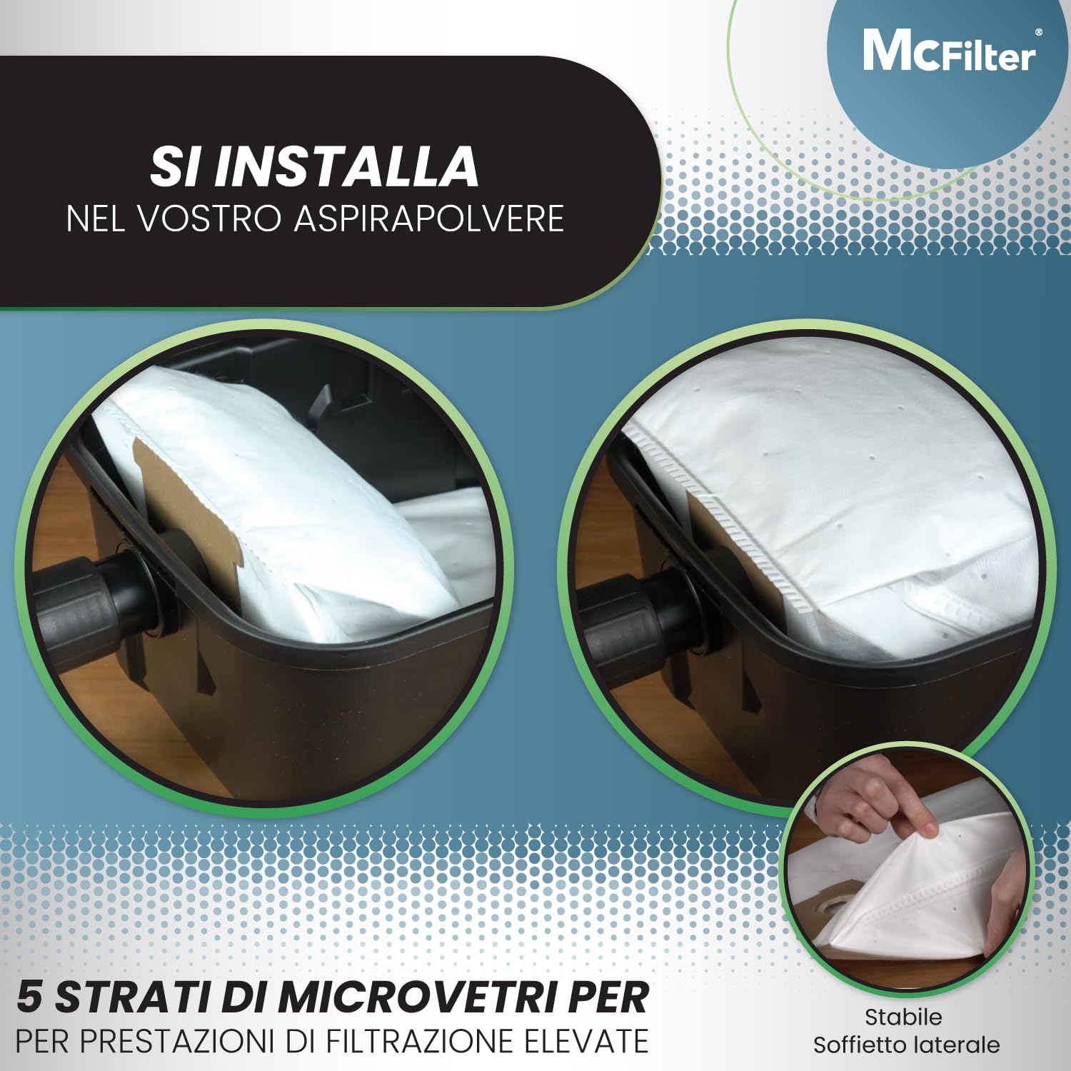 8 Sacchetti Per Aspirapolvere Compatibili Con AQUAVAC 20 L