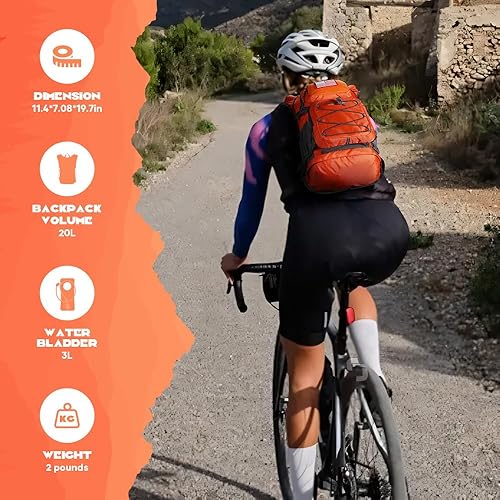 Miniatura 7 de Maelstrom Hydration Hiking Backpack with 2L3L Water Bladder, High Flow Bite Valve Camping Daypack Lightweight