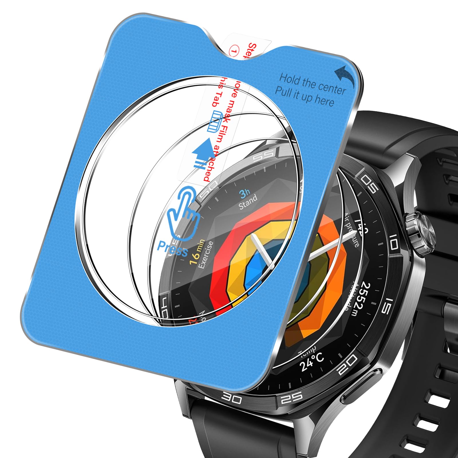 Folia ochronna do Huawei Watch GT5 46 mm do szkła pancernego, 3 sztuki folii ze szkła hartowanego, folia ochronna na wyświetlacz odporna na zarysowania do Huawei GT 5 46 mm, ultra cienka