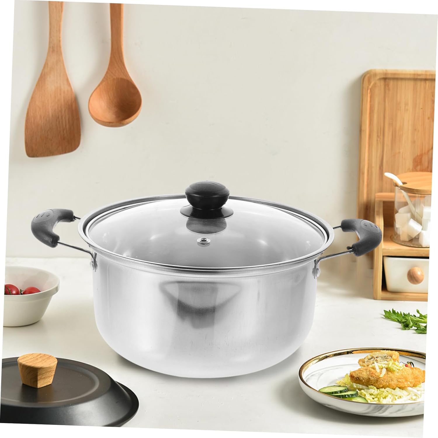 Unomor 1Set Stainless Steel Cookware Set Soup Pot Noodles Pot Frying Pan with Handle Versatile Kitchen Cooking Home Hotel and Restaurant Use