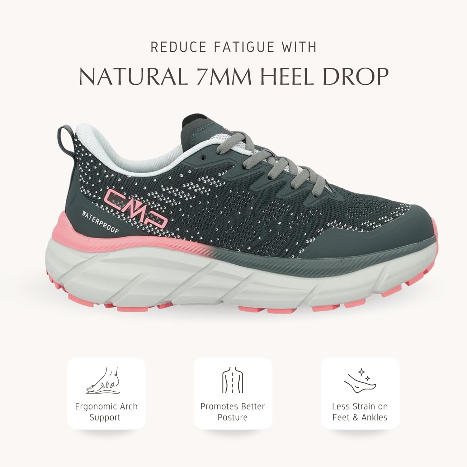 CMP RAHMSY Women’s Waterproof Multifunctional Shoes – Lightweight Knit Sneakers with FullOn Grip Sole & Cushioned Insole - Image 3