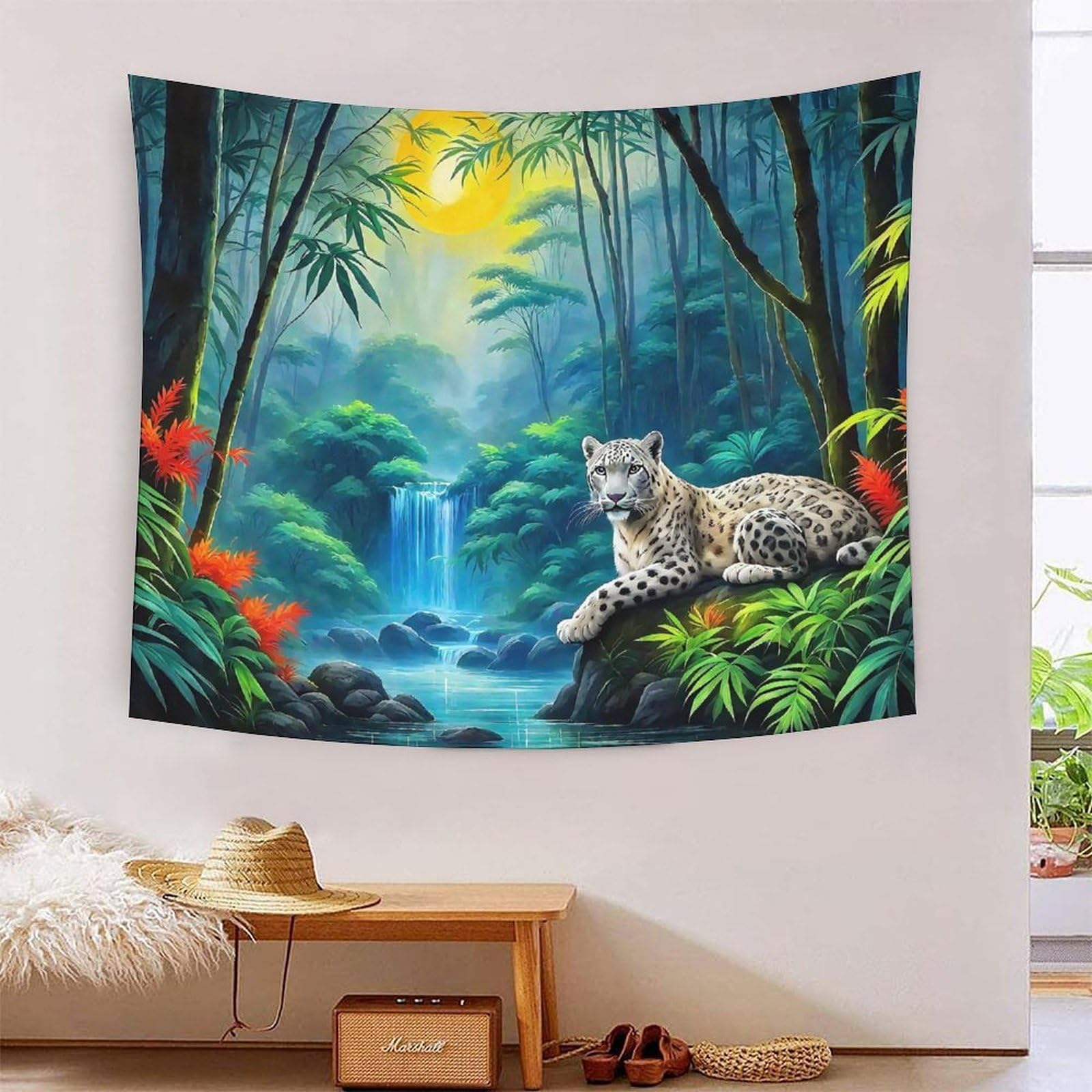 Tenture 3D tigre pour salon 180x230cm grand format cascade