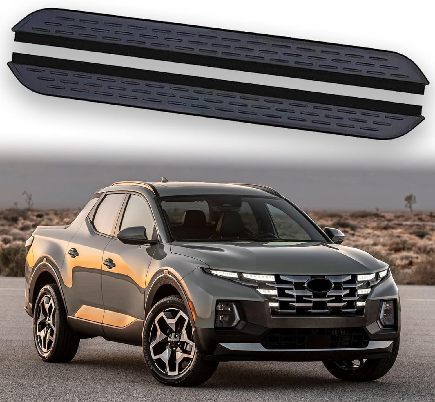 2Pcs Side Steps Pedal Nerf Bars Fits for Hyundai Santa Cruz 2022-2025 Black Running Boards