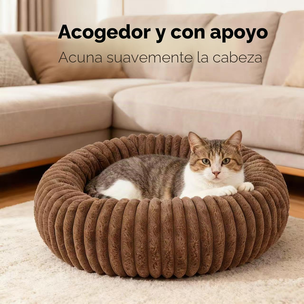 Cama Tipo Donut para Perros y Gatos Cama Redonda para Mascotas Cesta de Perros Relajante y Lavable Cesto de Felpa para Gato Sofá para Perros y Gatos Pequeños/Medianos