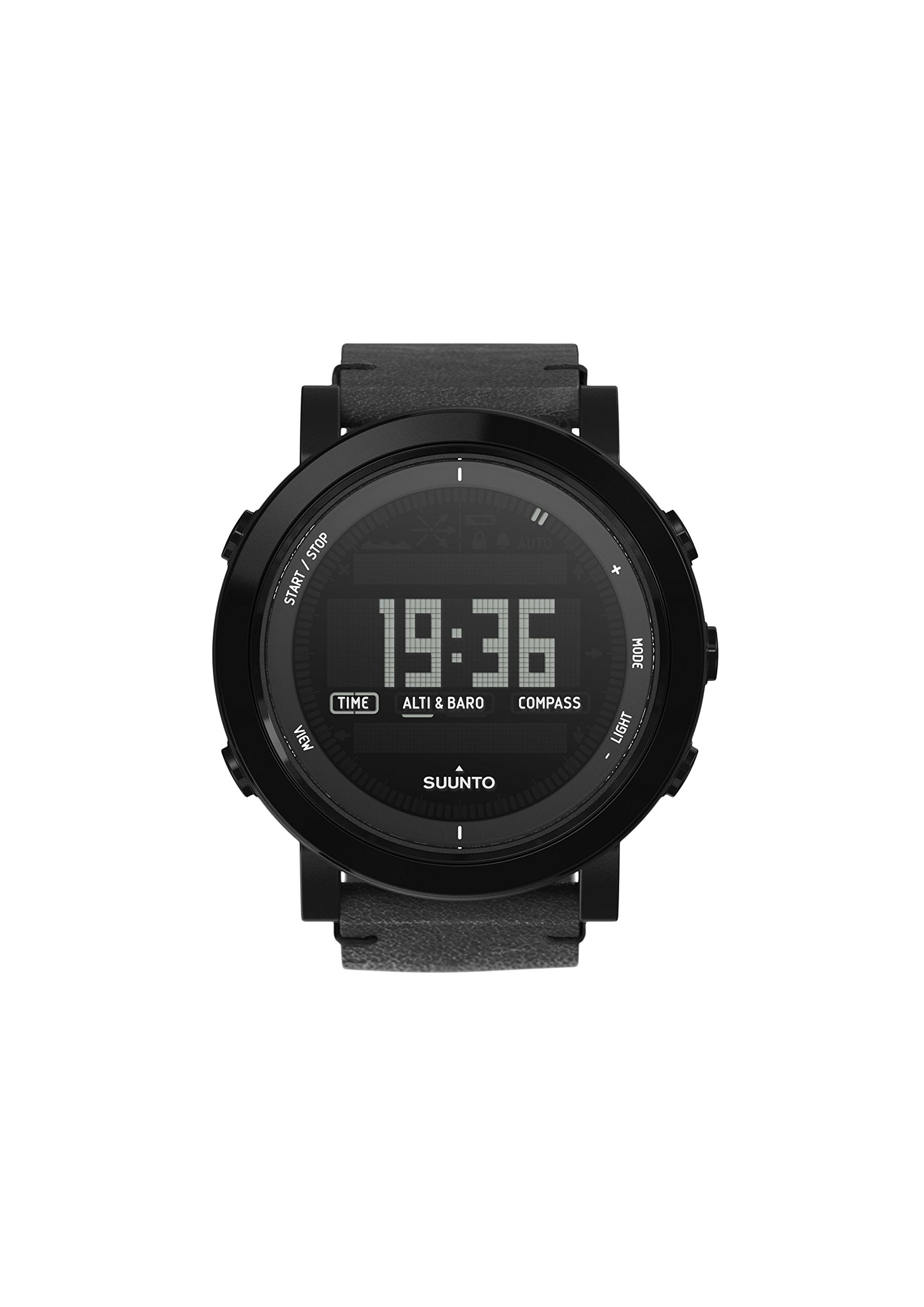 Watch Suunto Essential Ceramic ALL BLACK - Leather Strap, Sapphire Glass, Altimeter Barometer Compass