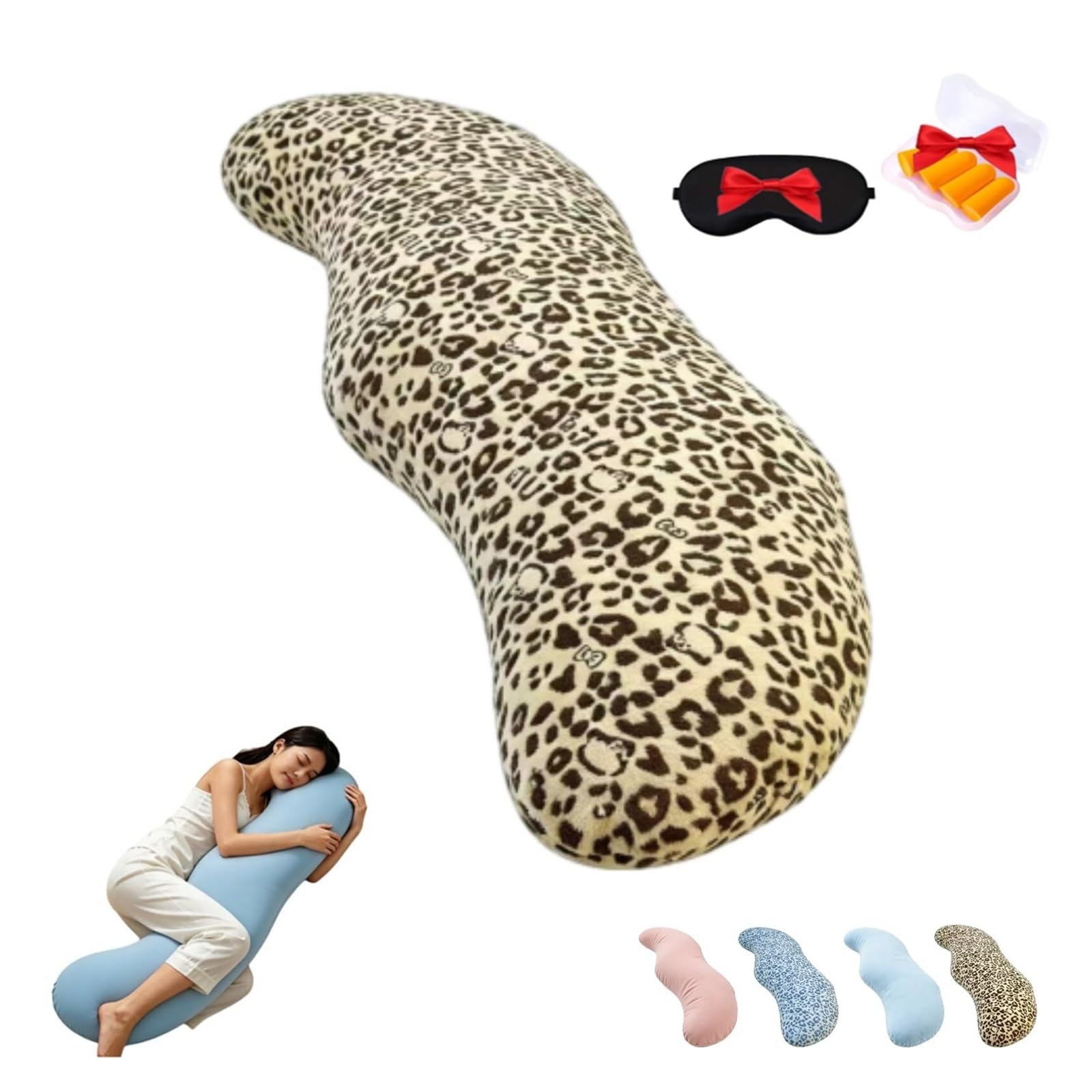 sloiaz Pea Pod Body Pillow for Adults,Body Cooling Pillow, Pea Pod Body Pillow for Side Sleeper, Pea Pods Long Bodys Pillows for Sleeping, Soft Ergonomic Pillow(Leopard Print)