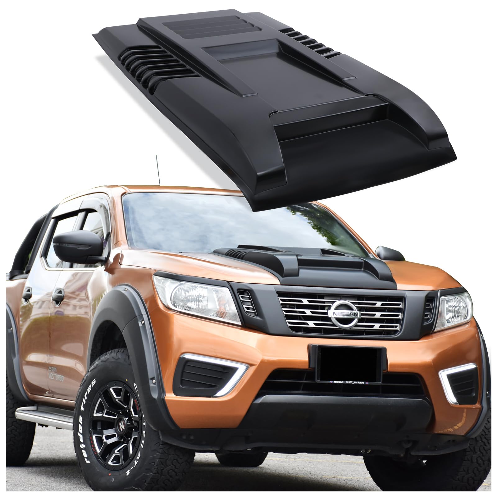 Pala de capó negra Nissan Navara 2015-2020, accesorios de carrocería ABS para tuning 8