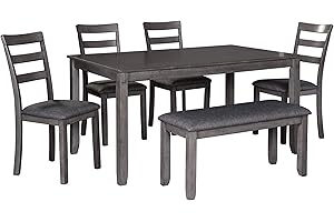 Modern Gray 6-Piece Bench Dining Set