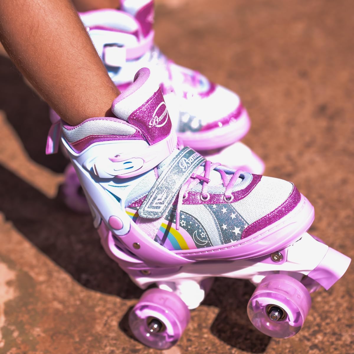 Patins Infantil 4 Rodas, Patins Quad, Patins Infantil Menina, Ajustável em 4 Tamanhos, com Bolsa e Kit Proteção, Ideal para meninas, meninos e iniciante