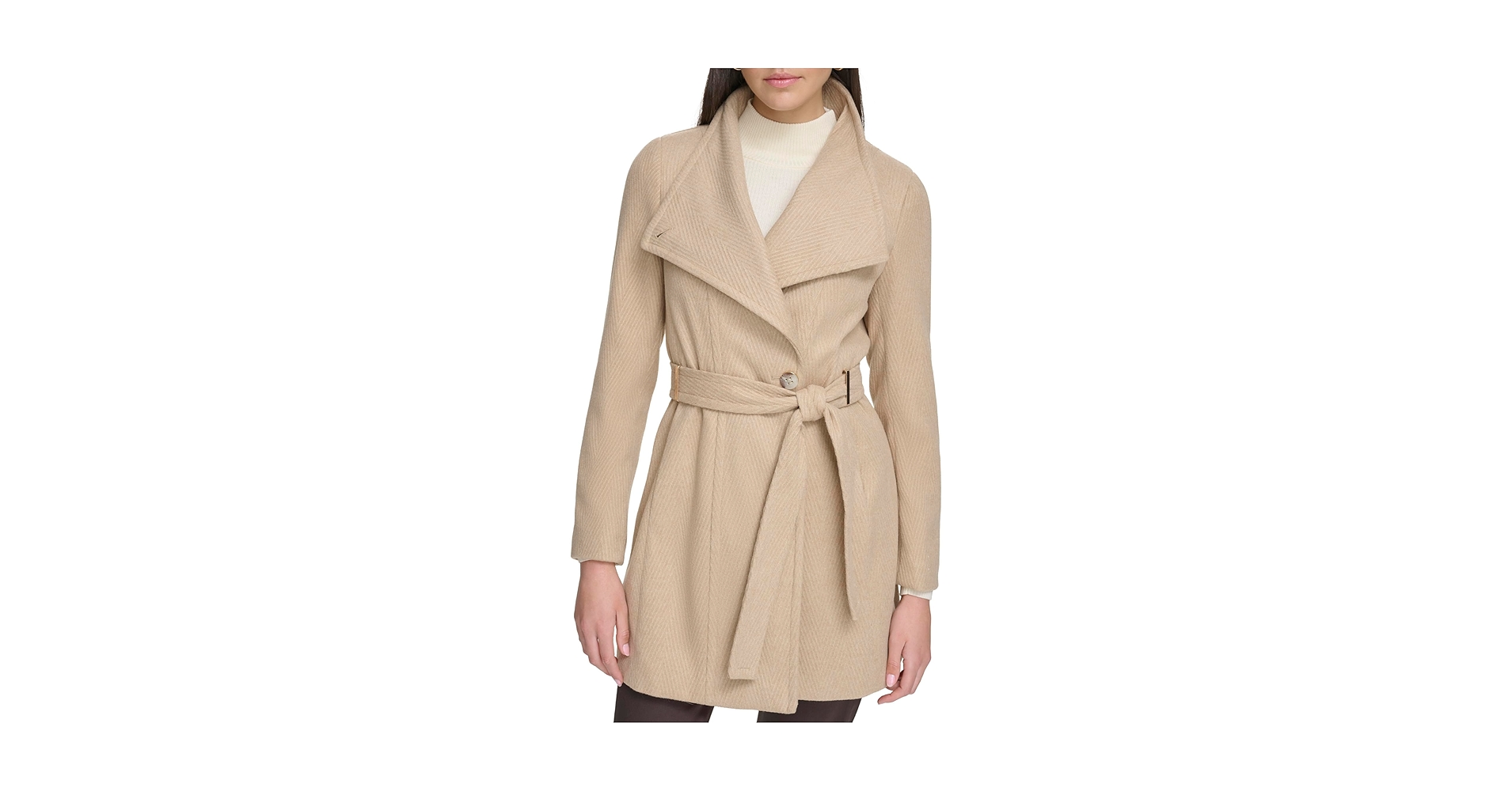 Calvin Klein Wool Wrap Jacket for Women - Polyester Blend
