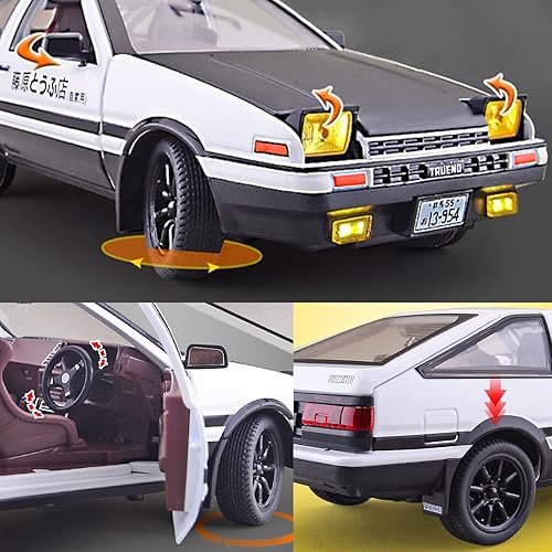 Miniatura 5 de Mzexoma Initial D Toyota Trueno AE86 - Modelo de automóvil de aleación fundida a presión, juguetes deportivos para niños y adultos, vehículos de