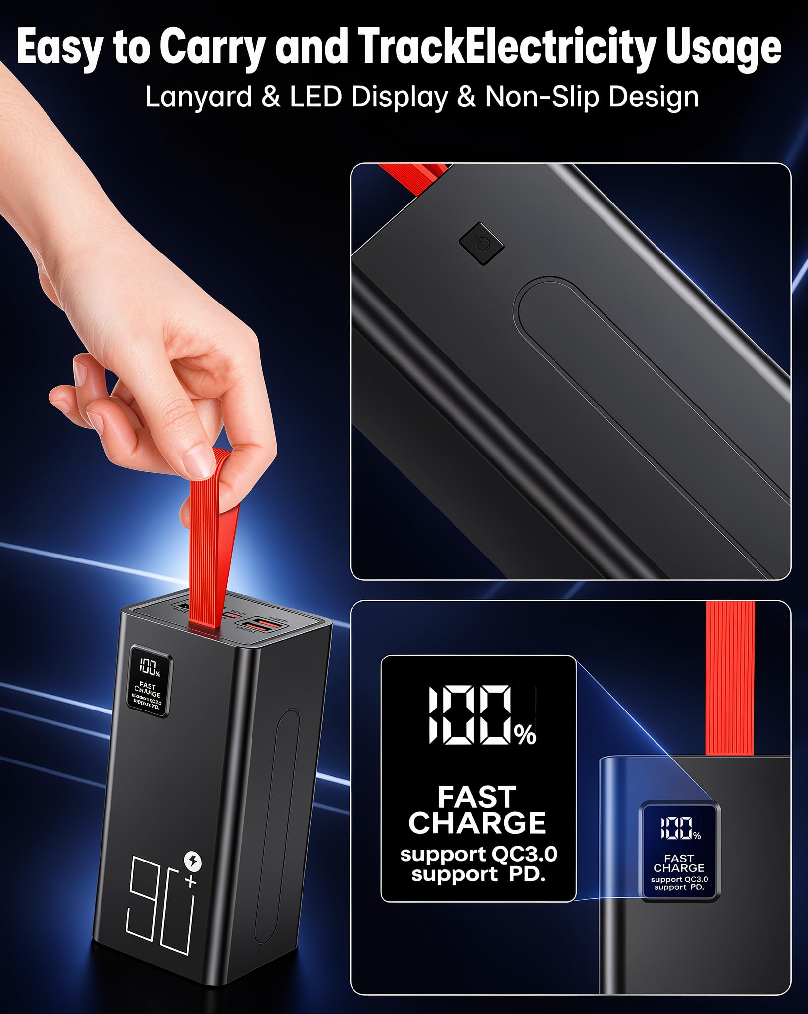 große Powerbank 90000mAh, 30W Externe Handyakkus Schnellladen | 90000mAh Power Bank Fast Charging, 5 Eingängen und 2 Eingängen, Externer Akku für iPhone, Samsung, iPad Outdoor Camping