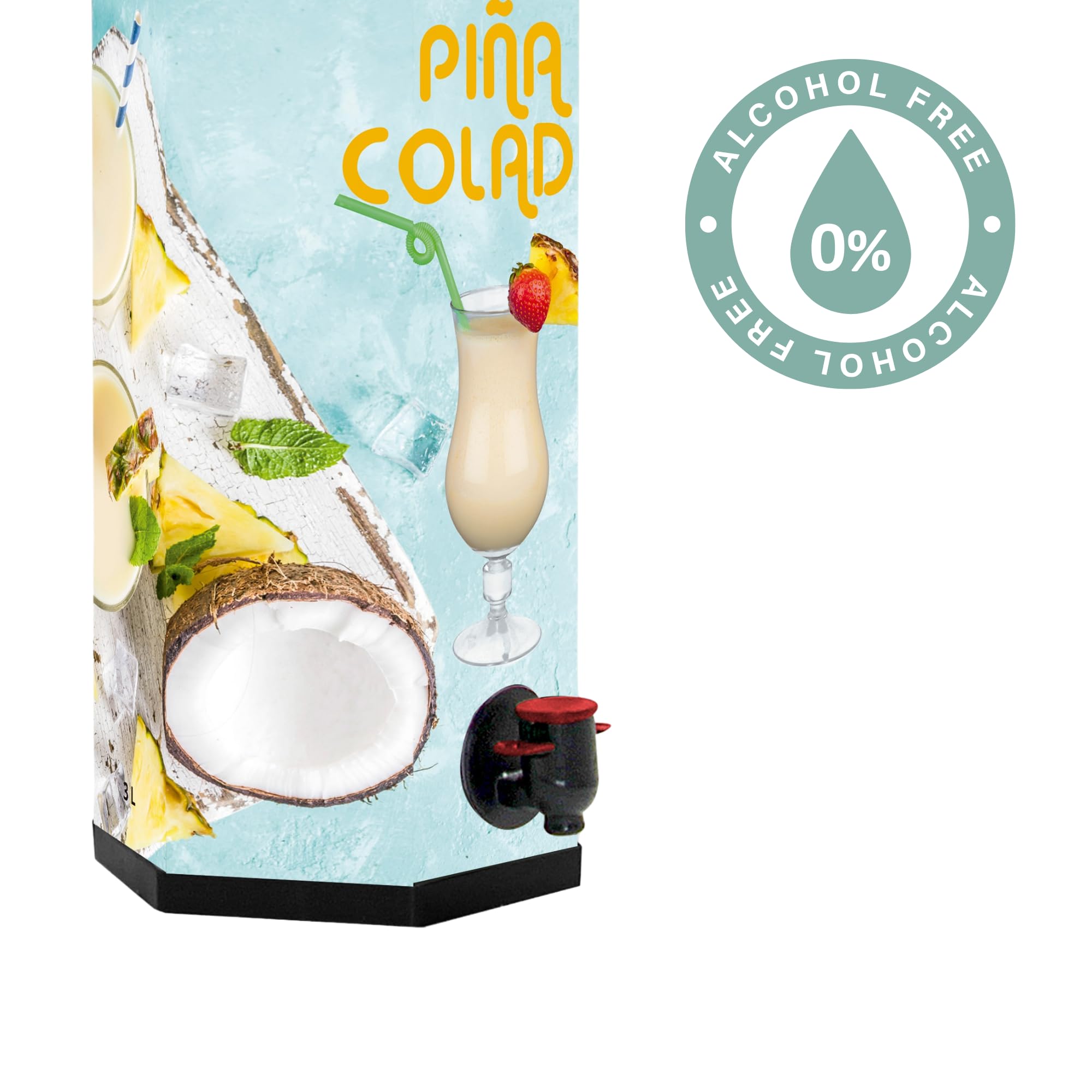 Piña Colada SIN ALCOHOL CHAPEAU – El sabor del Caribe, sin consecuencias | 3 L. Bag in Box Hexagonal | Sin azúcar añadido | Ideal para embarazadas, conductores y gente con buen gusto