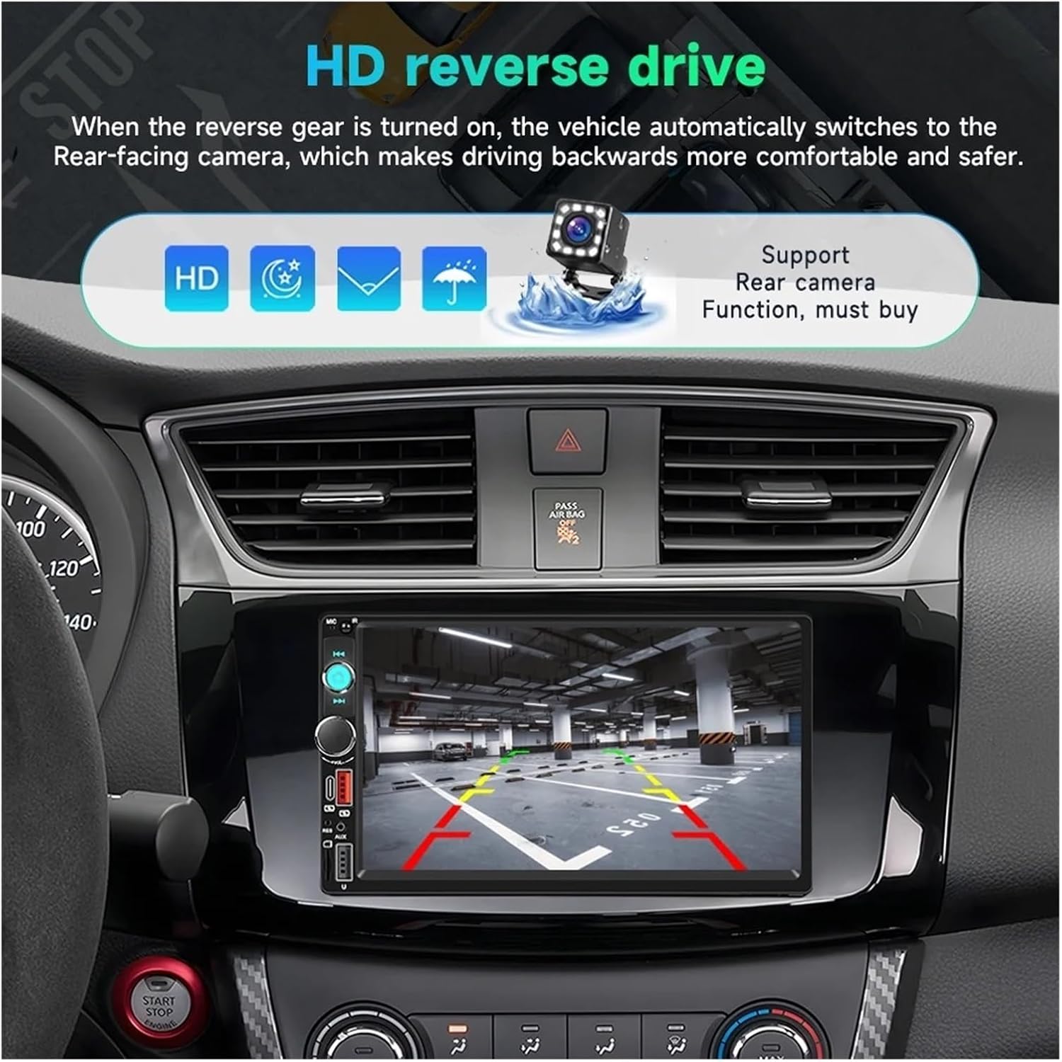 7インチカーナビゲーションIPSタッチスクリーン、ワイヤレスCarPlay、Android Auto搭載 アンドロイドオート