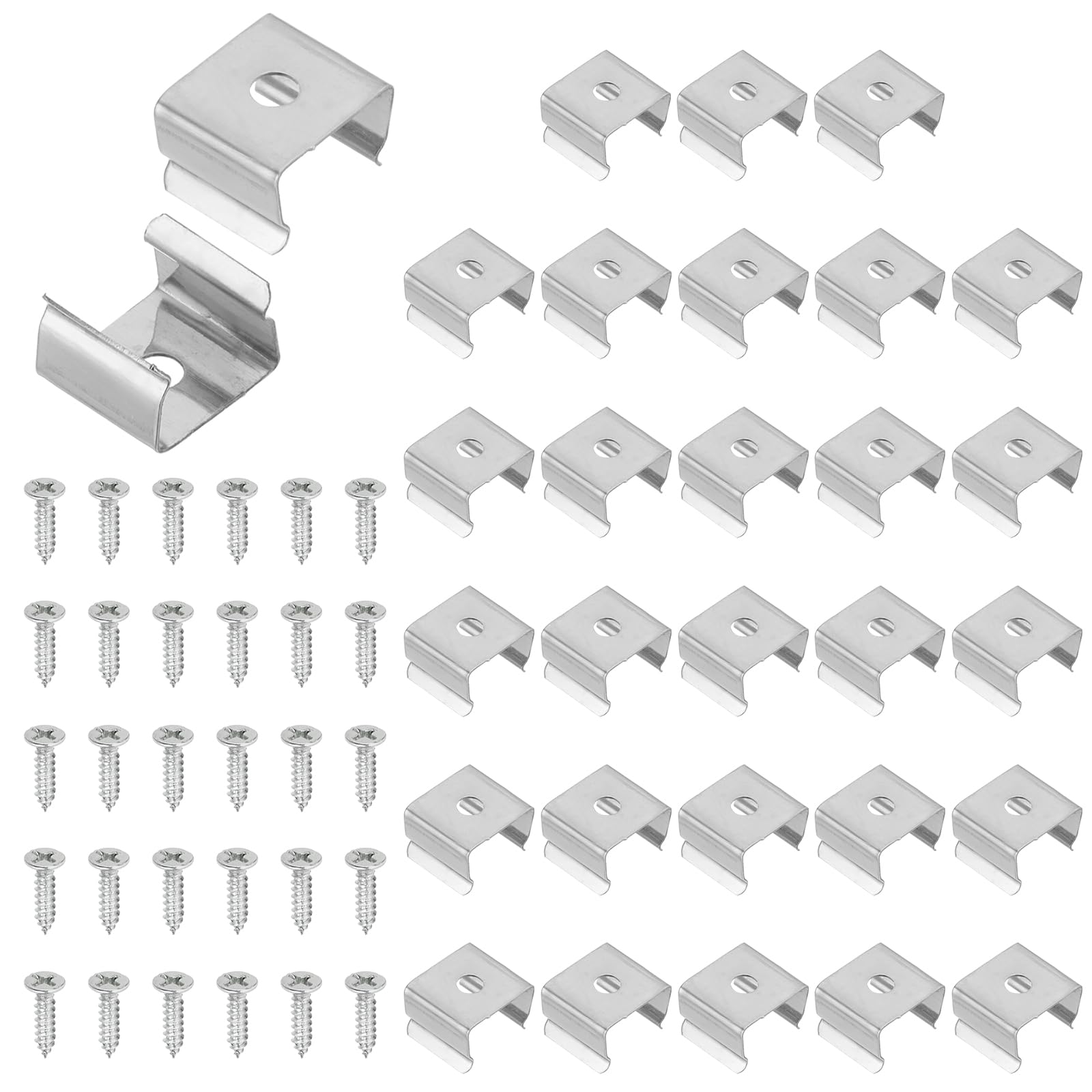 PATIKIL Neon Rope Light Mounting Brackets, 70 Pcs Neon LED Lights Stainless Steel Install Fixing Clips Accessories for 9.5-12mm Silicone Neon Sign Flex Strip Lighting