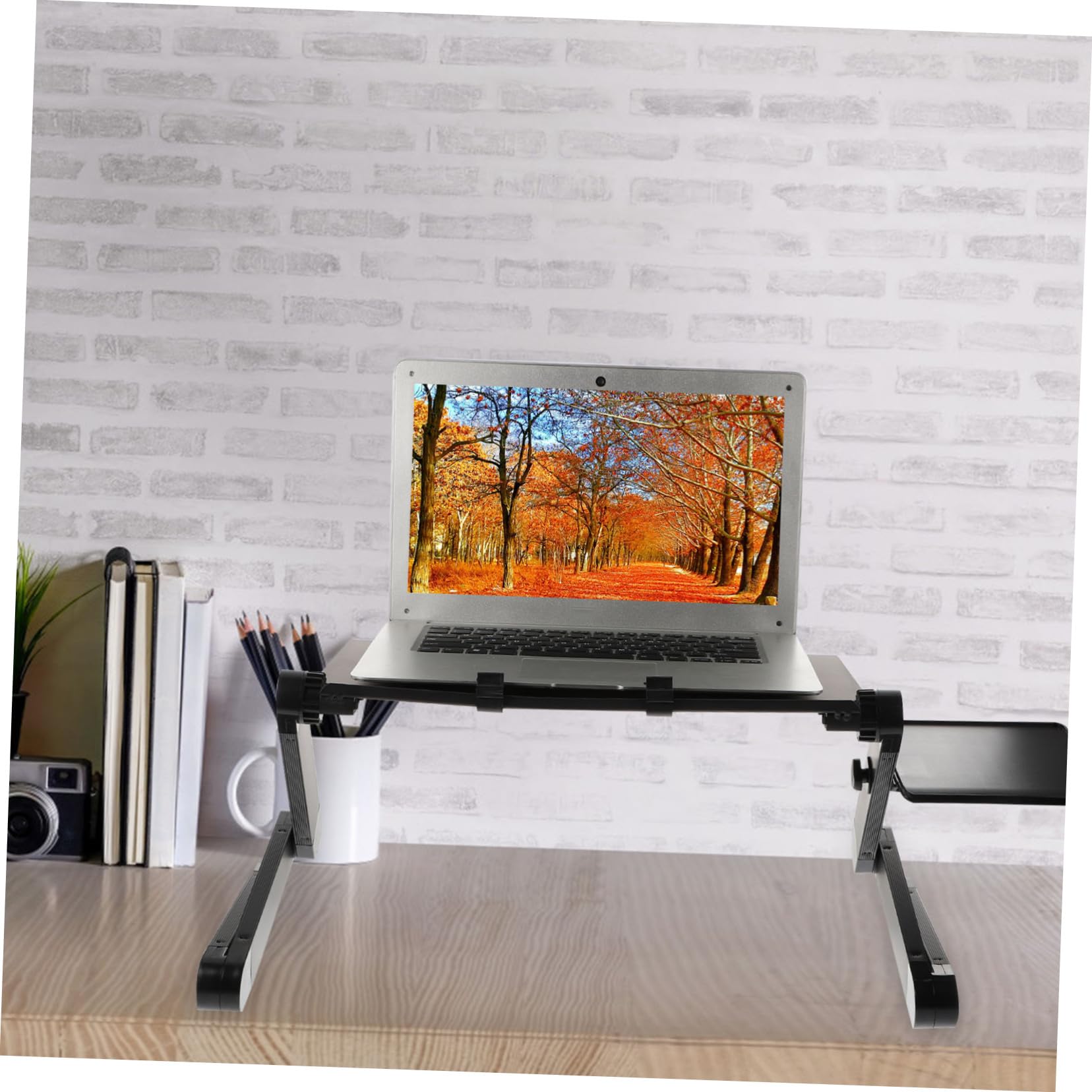 Soporte de Aluminio Plegable para Ordenador Portátil con Doble Ventilador de Refrigeración Base Ajustable Portátil para Laptop Ergonómica y Estable para Trabajo y