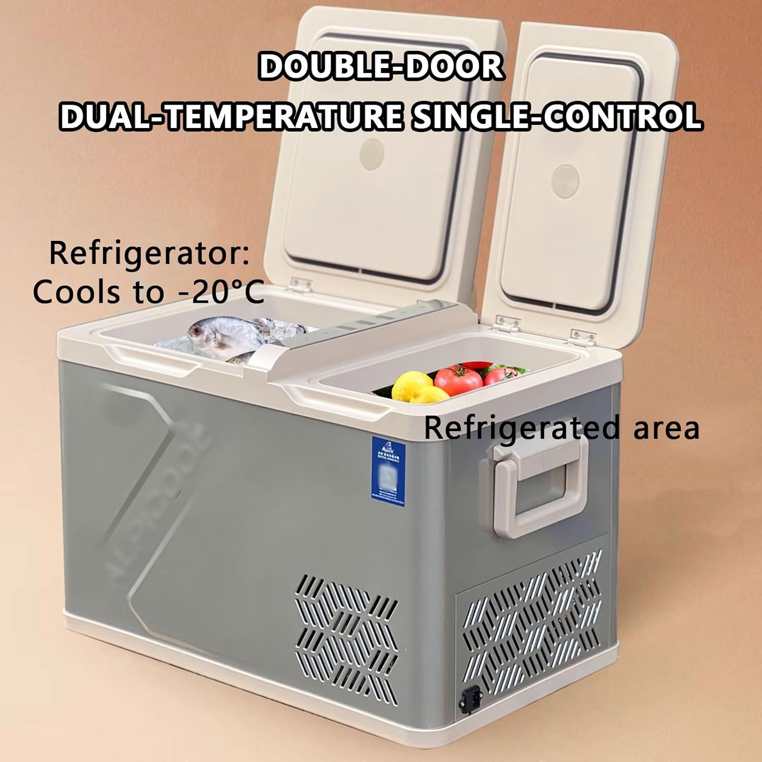 Car Fridge Portable Cooler Portable Mini Fridge Magnetic Door and Partition Design 25/35/45L Keypad Display and Light 12/24V DC 220V AC for Camping, Travel(68.7 * 40.5 * 47.58.8cm)