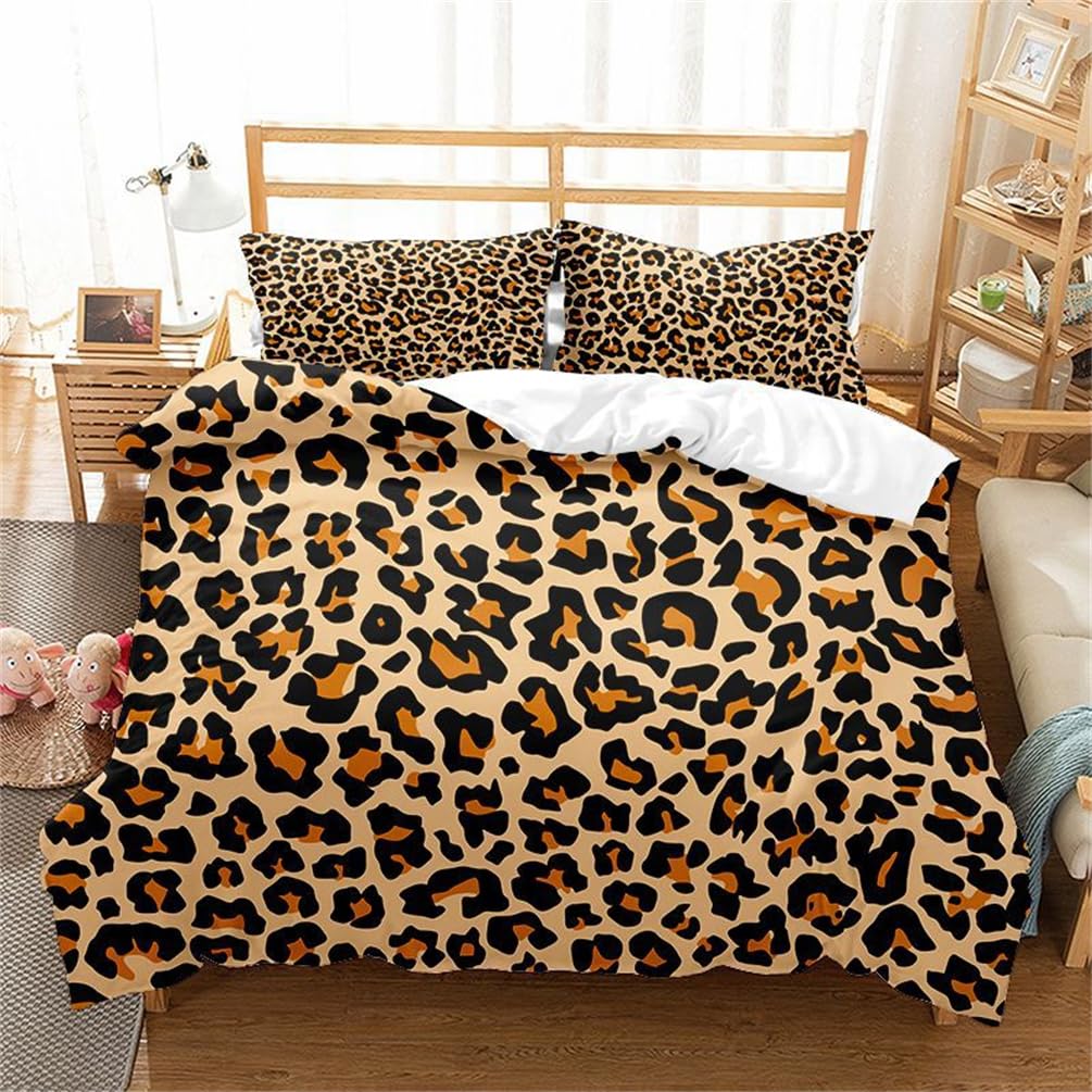 Housse de Couette Léopard Marron pour une Ambiance de Chambre Chaleureuse 220x240
