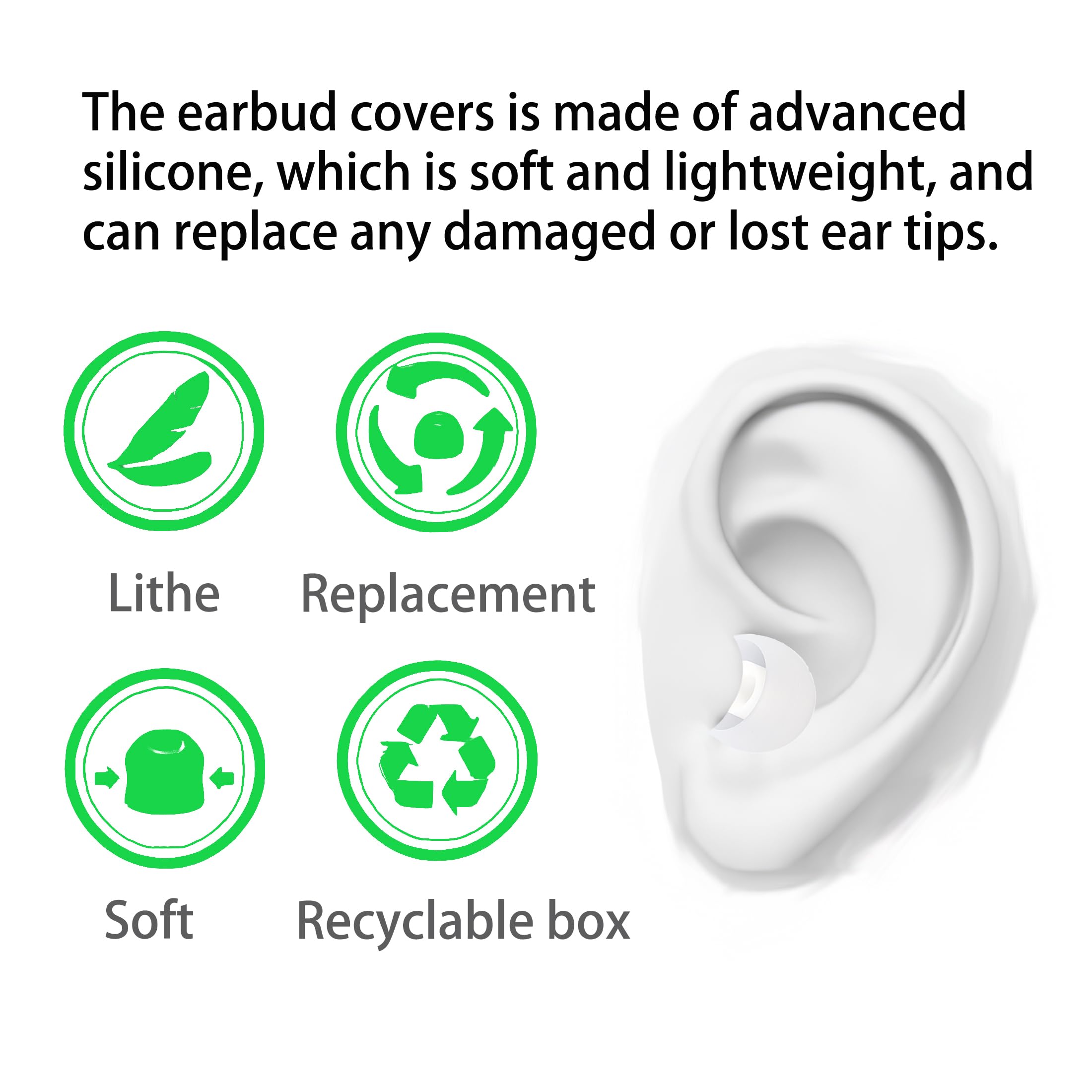Puntas de repuesto de silicona para auriculares que se adaptan a la mayoría de auriculares intraurales (agujero interior de 3,8 mm a 5,1 mm), puntas de goma para auriculares, 18 pares S, M, L