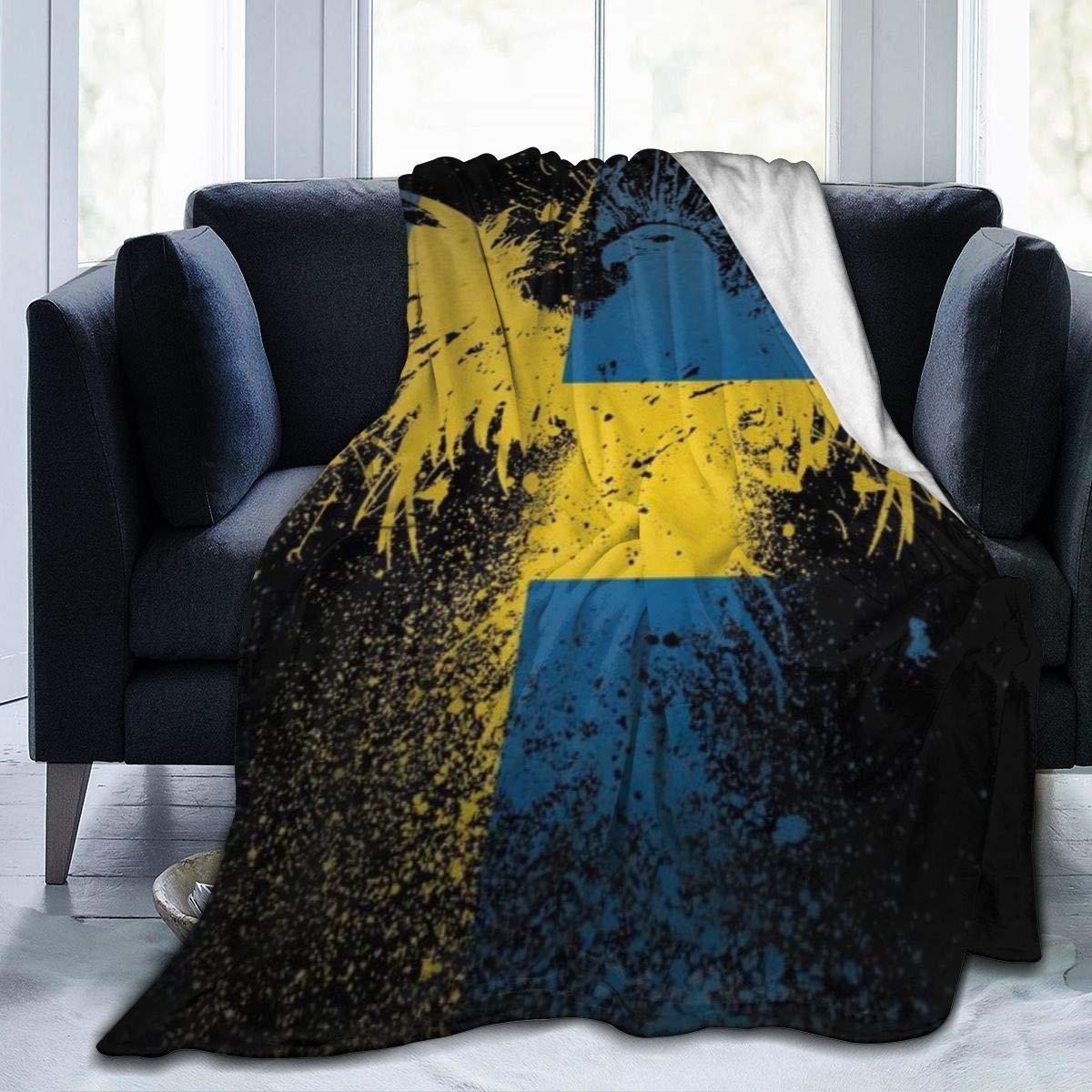 Throw Blanket Swedish Eagle Flag Ultra-Soft Micro Fleece Blanket Warm Blanket for Child Couch Travel Chair Blanket Lightweight Blanket 80"x60"