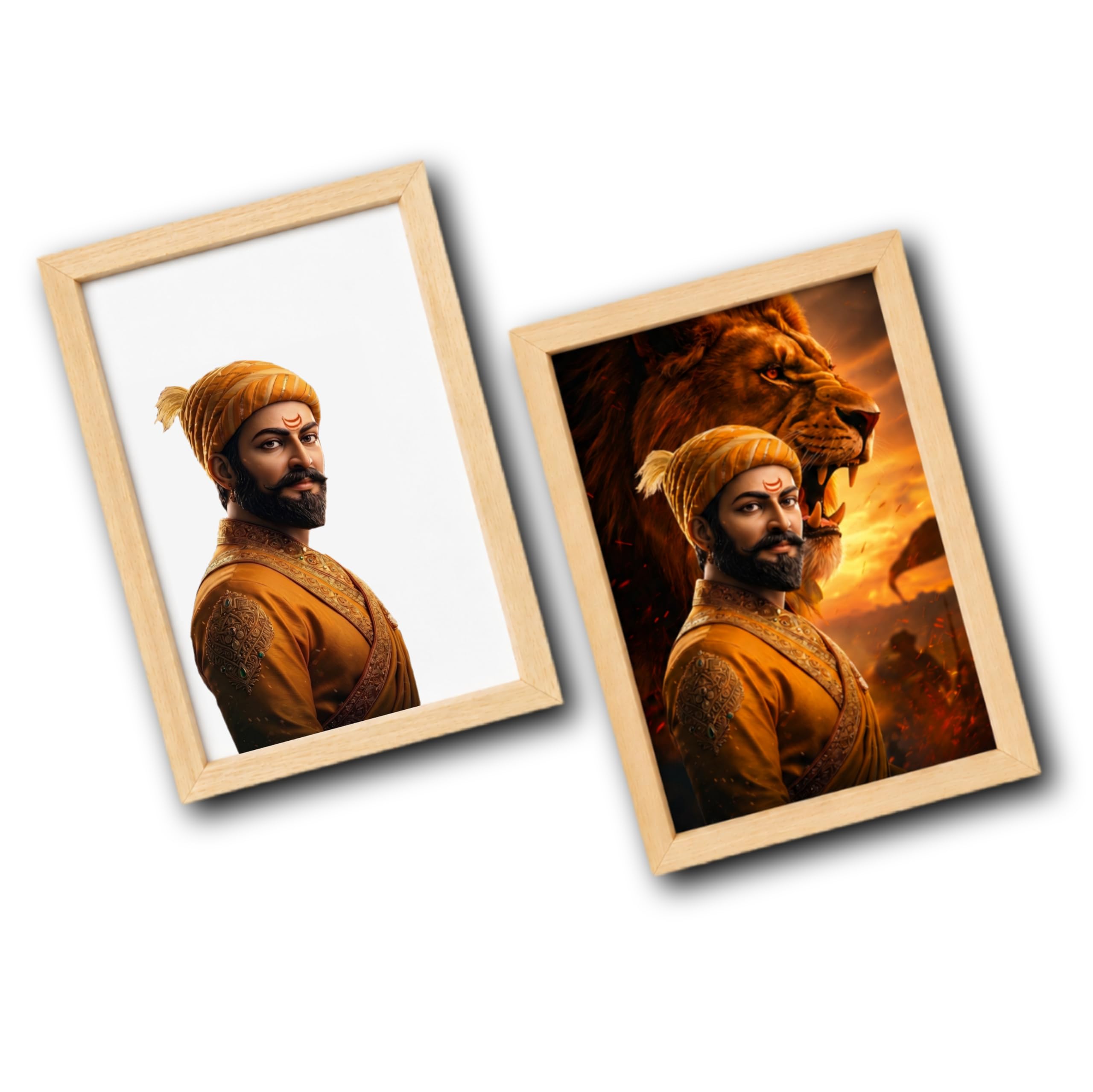 Chhatrapati Shivaji Maharaj LED Magic Photo Frame 13x9.5 Inch | Built-in LED Light, Wooden Frame, Wall Mount Hook, Power Plug Included, High-Definition Print-image-12