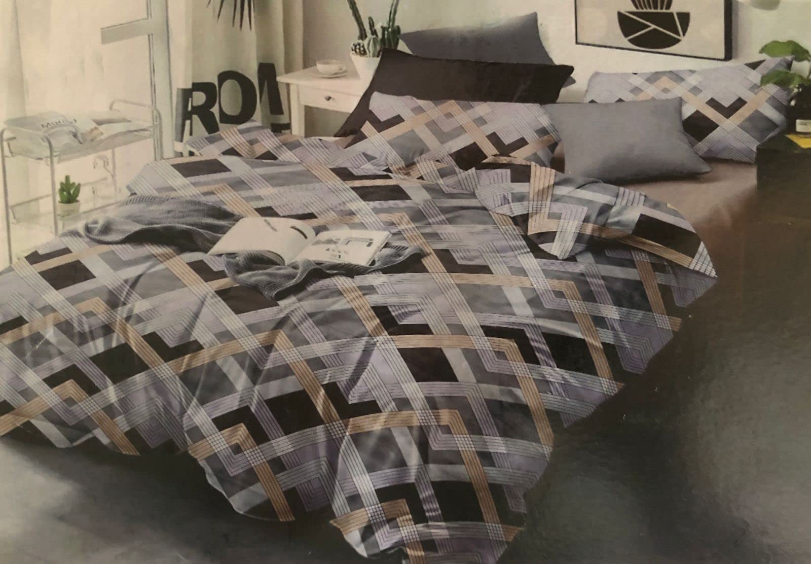 GRAZIA King Size Heavy Glace Cotton Bedsheet Set - Luxury Bed Sheets (275x275 cms) with 2 Pillow Cover (46x64 cms) for Living Room, Bedroom & Hotel - Soft & Comfortable Bed Cover