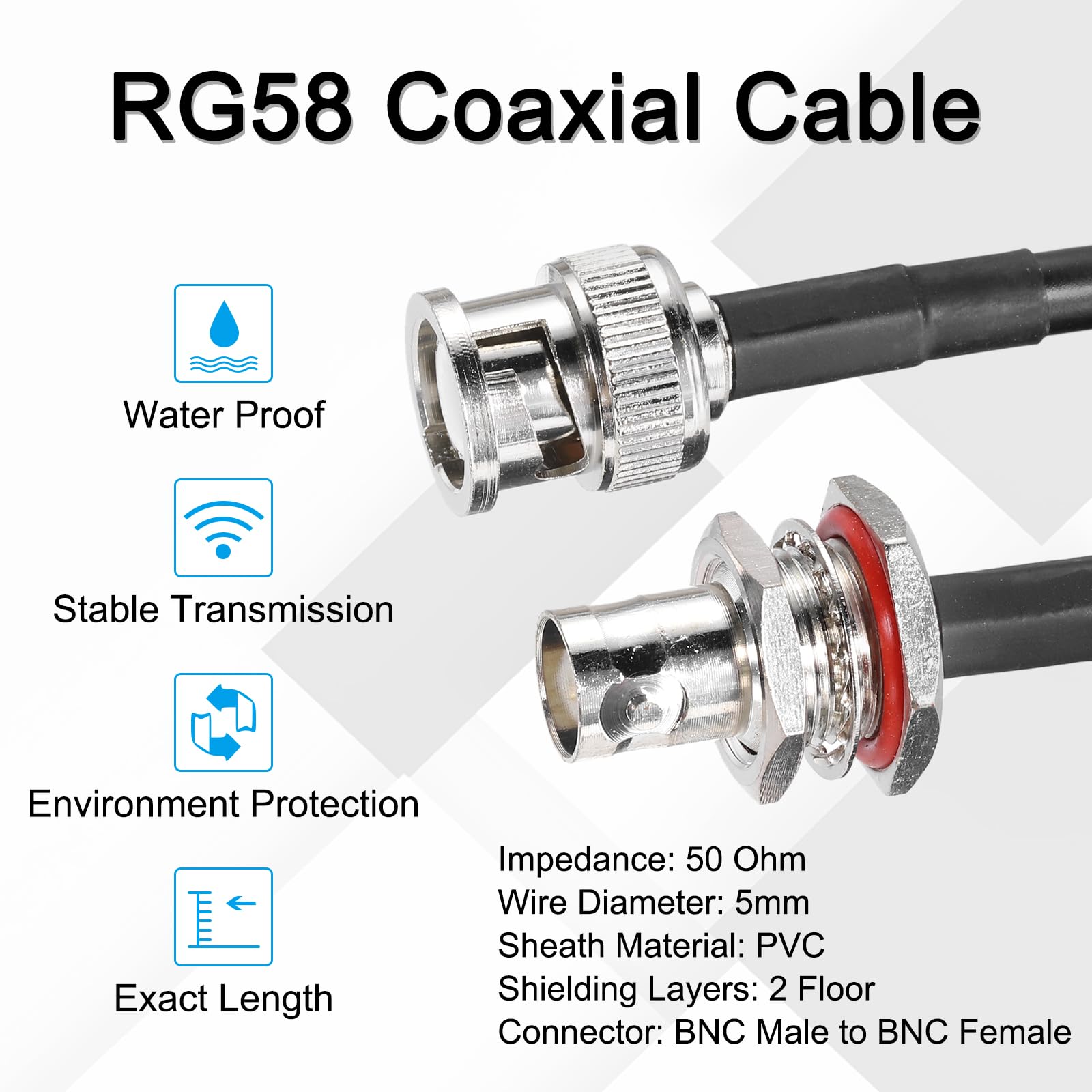 Amazon.co.jp: uxcell R G58同軸ケーブル 2本セット 1.5m BNCオス-BNC