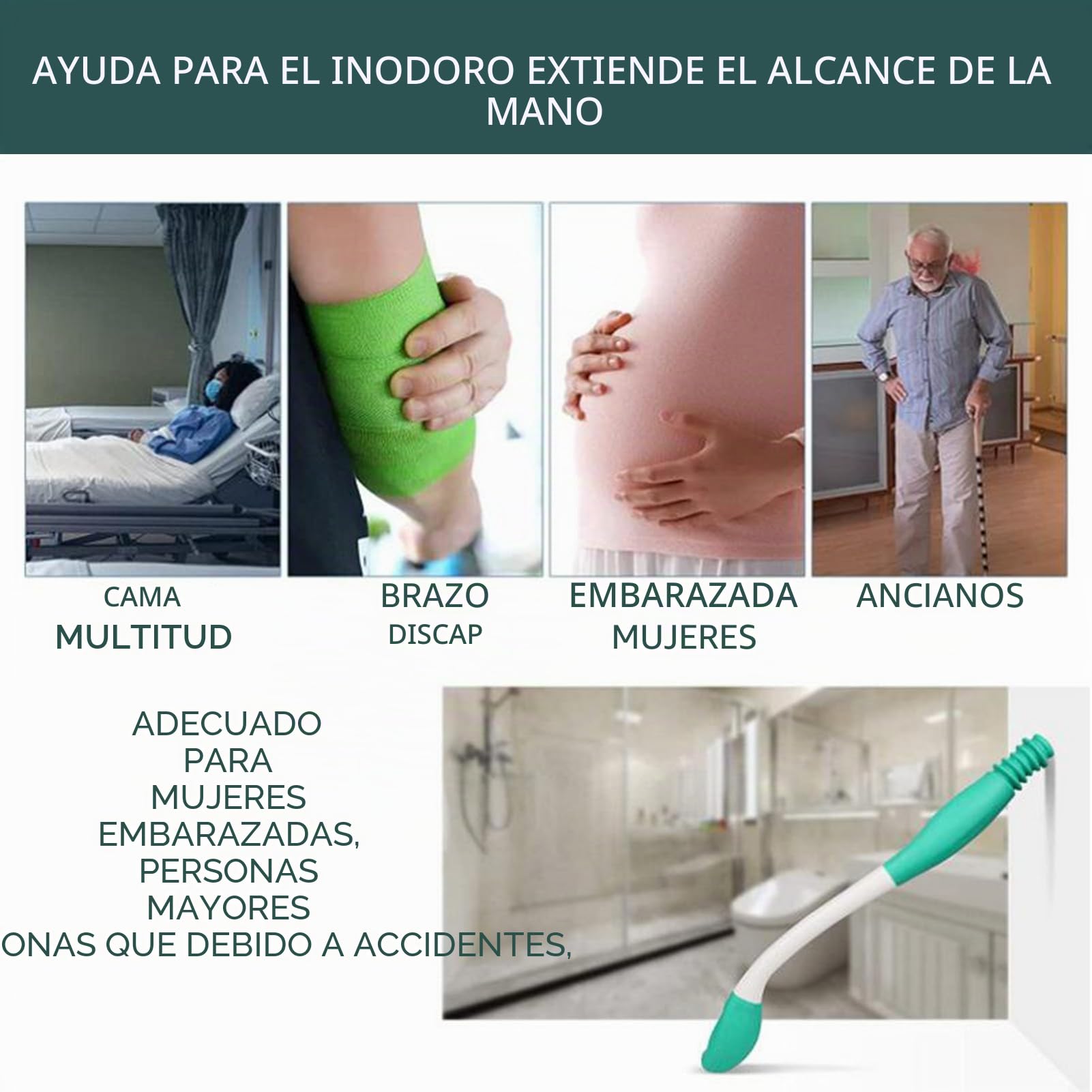 1 pieza de ayuda para limpiar los glúteos, ayuda para personas mayores en la vida cotidiana, ayuda para limpiar glúteos, ayuda de limpieza, ayuda de inodoro de largo alcance para personas mayores,